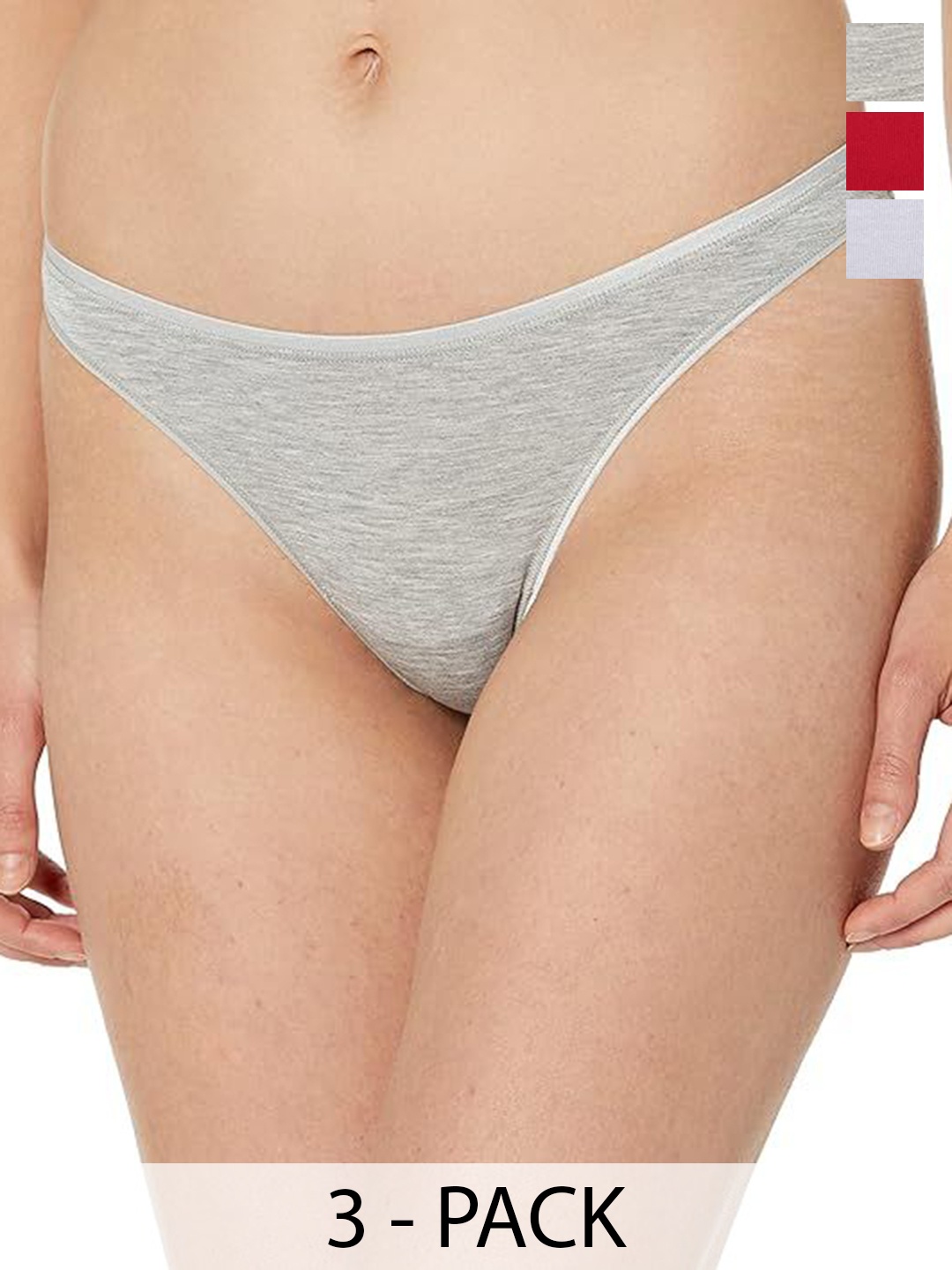 

YOU FOREVER Women Pack Of 3 Thongs Briefs, Grey