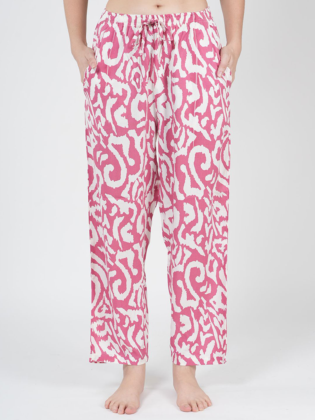 

Style Shoes Women Printed Mid-Rise Straight Lounge Pants, Pink