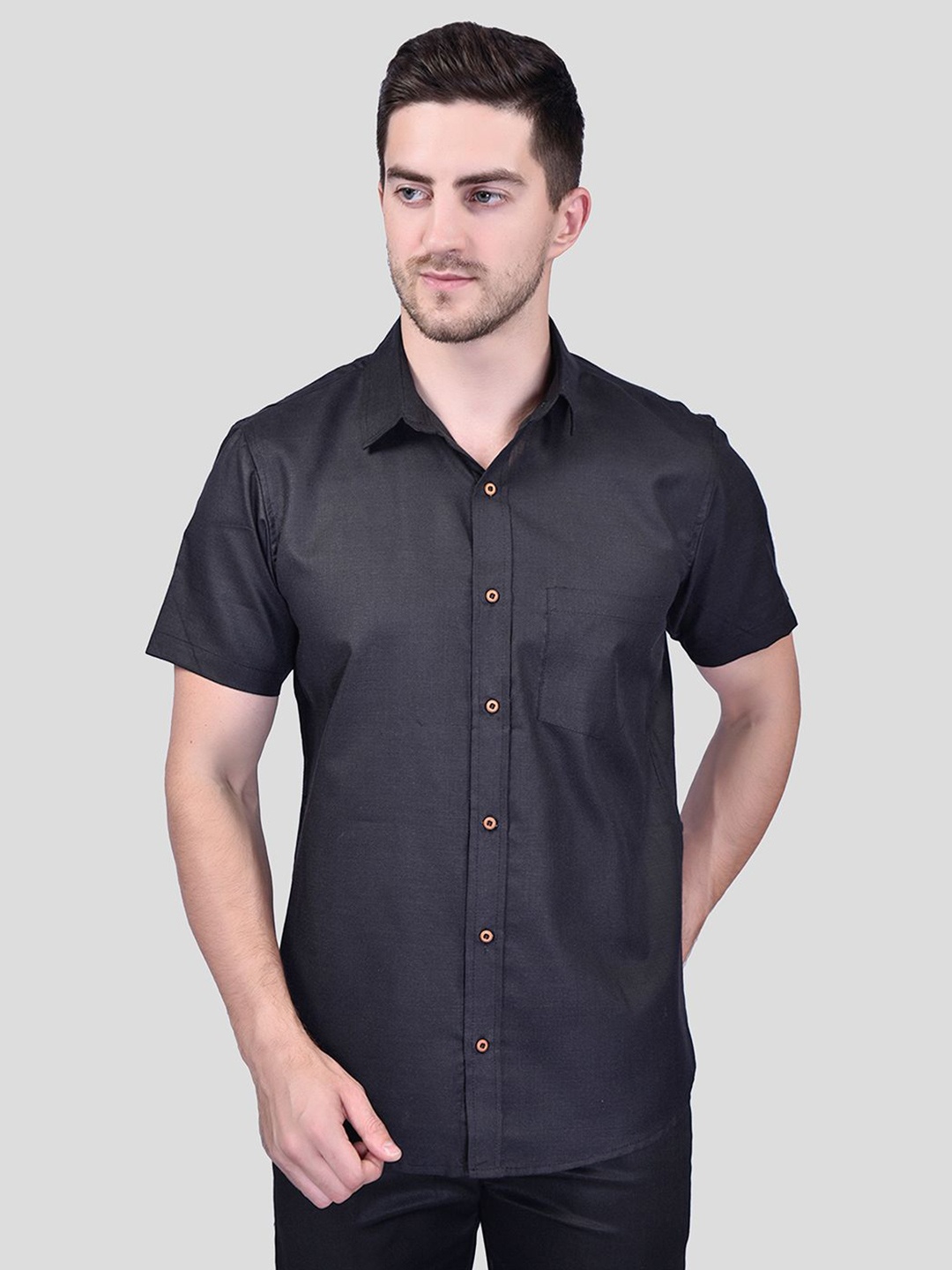 

PRINTINDIA Men Classic Opaque Casual Shirt, Black