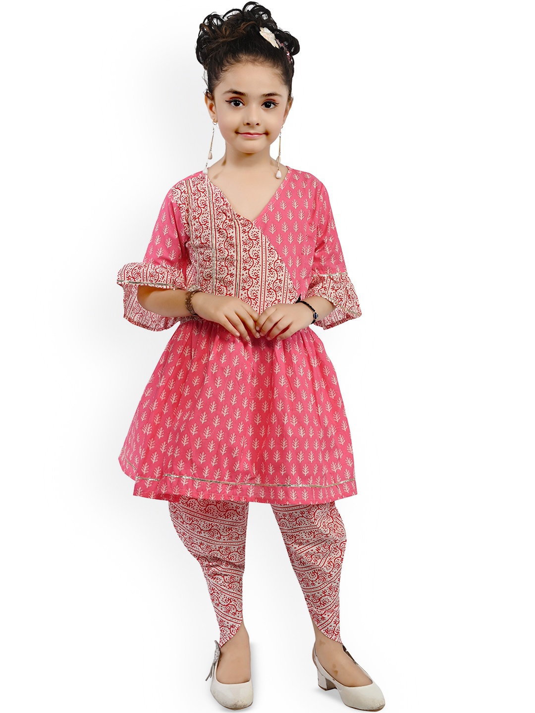 

BAESD Girls Floral Printed Regular Kurta with Dhoti Pants, Pink