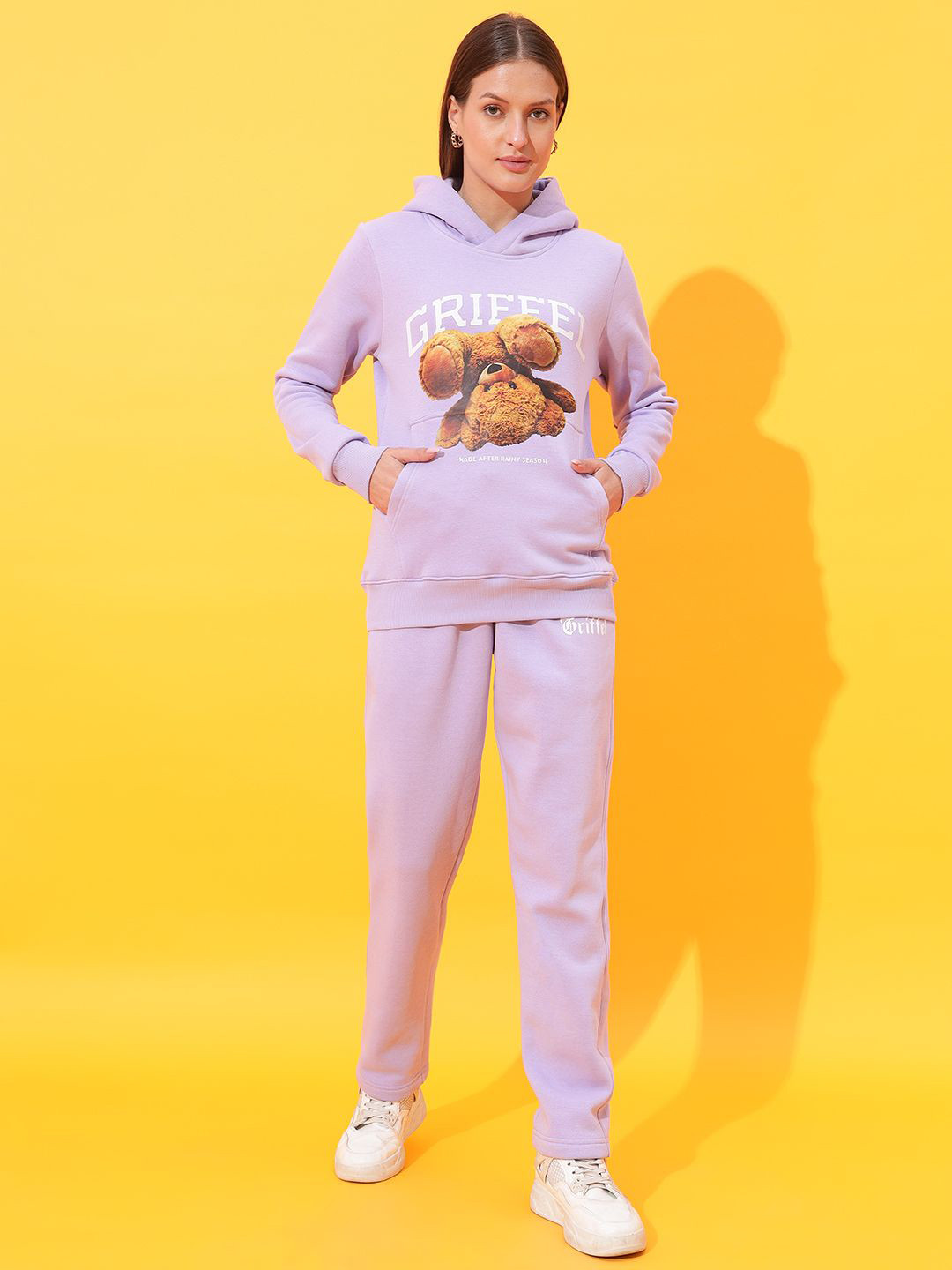 

GRIFFEL Women Printed Hooded Tracksuits, Mauve