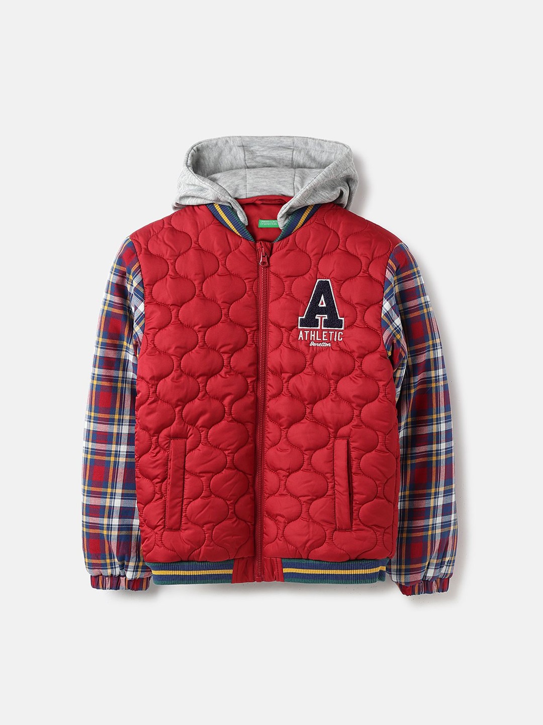 

United Colors of Benetton Boys Checked Open Front Jacket, Multi
