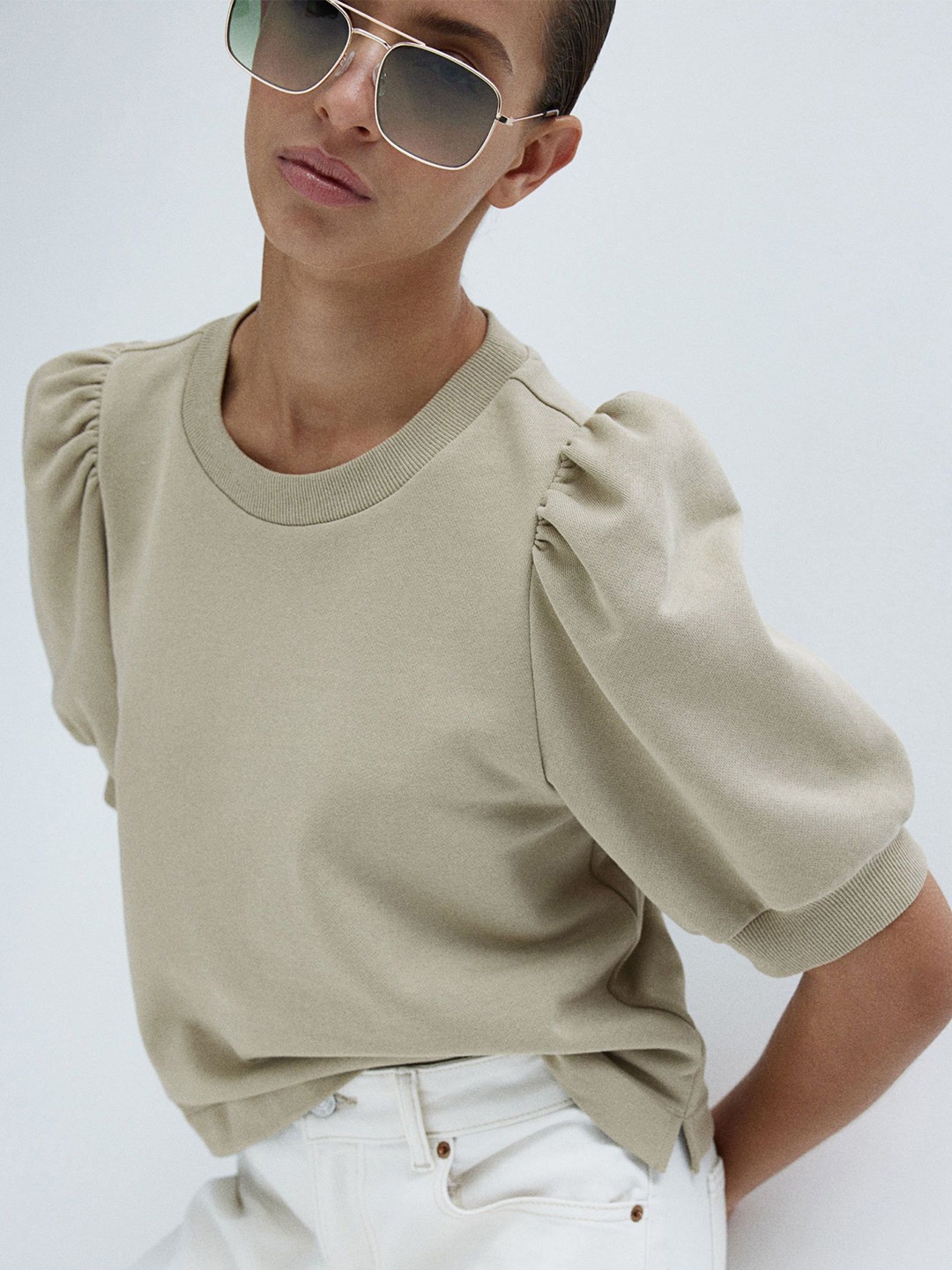 

H&M Puff-Sleeved Top, Green
