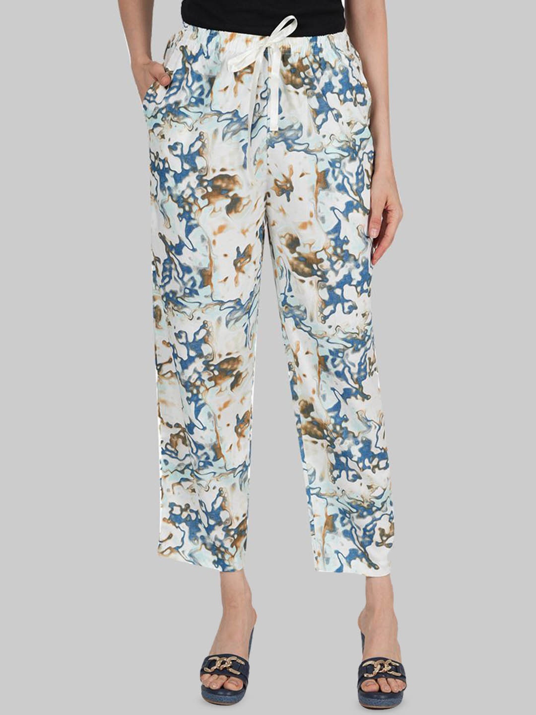 

Style Shoes Women Printed Mid-Rise Lounge Pants, White