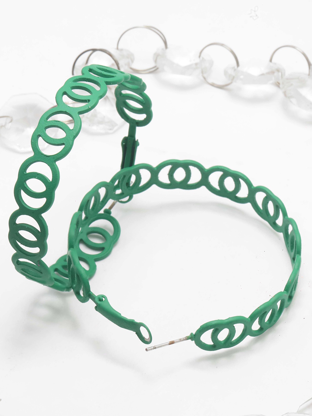 

Maansh Contemporary Hoop Earrings, Green