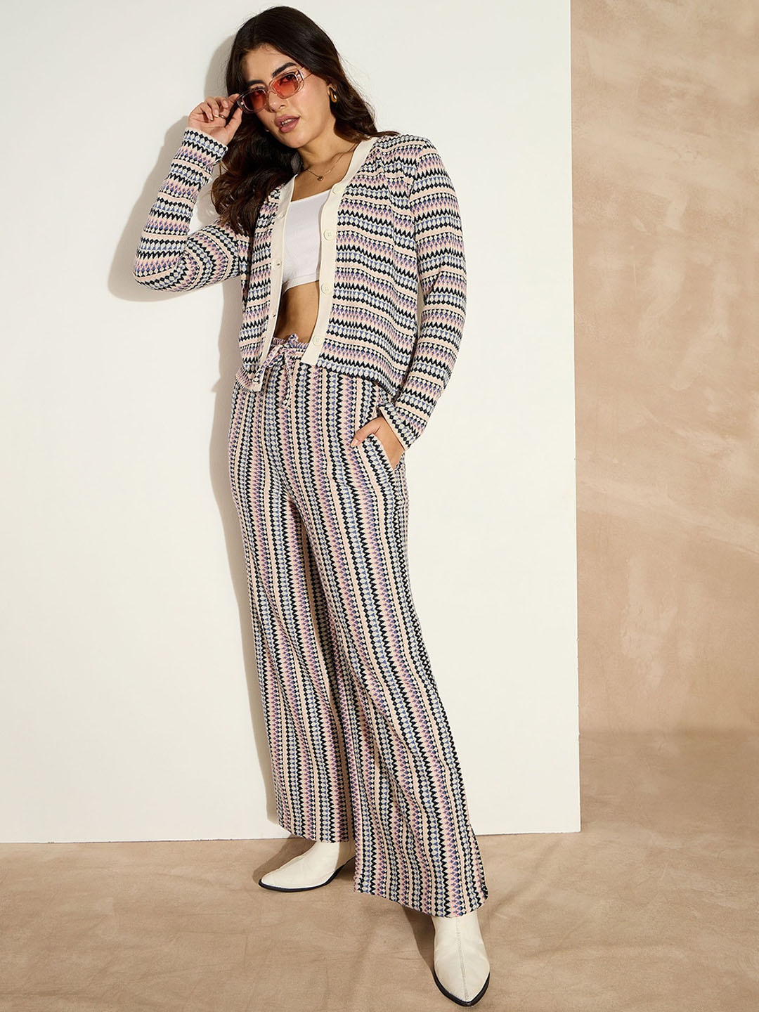 

SASSAFRAS V Neck Sweater With Trousers Co-Ords, White
