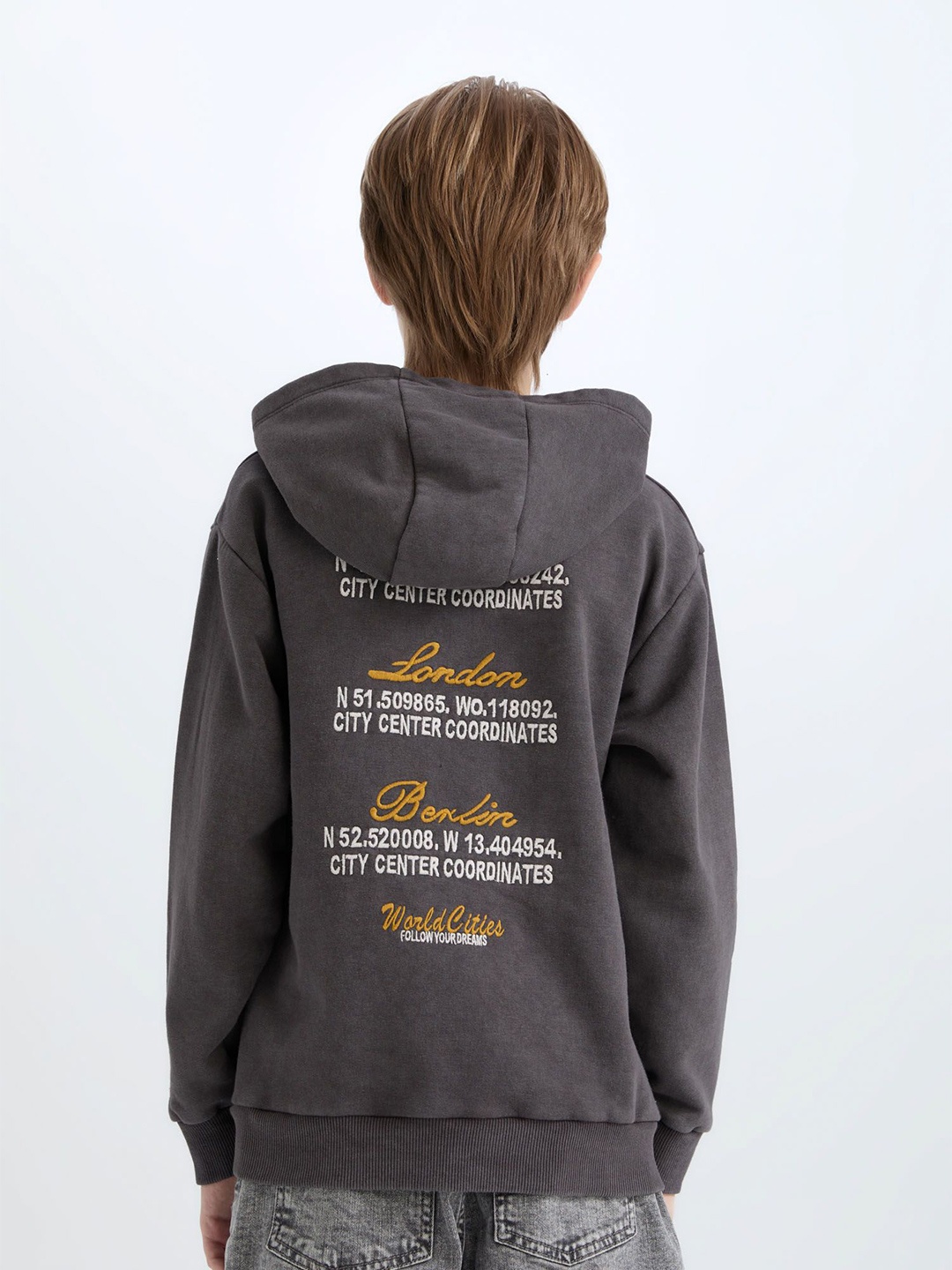 

DeFacto Boys Typography Printed Pullover, Grey