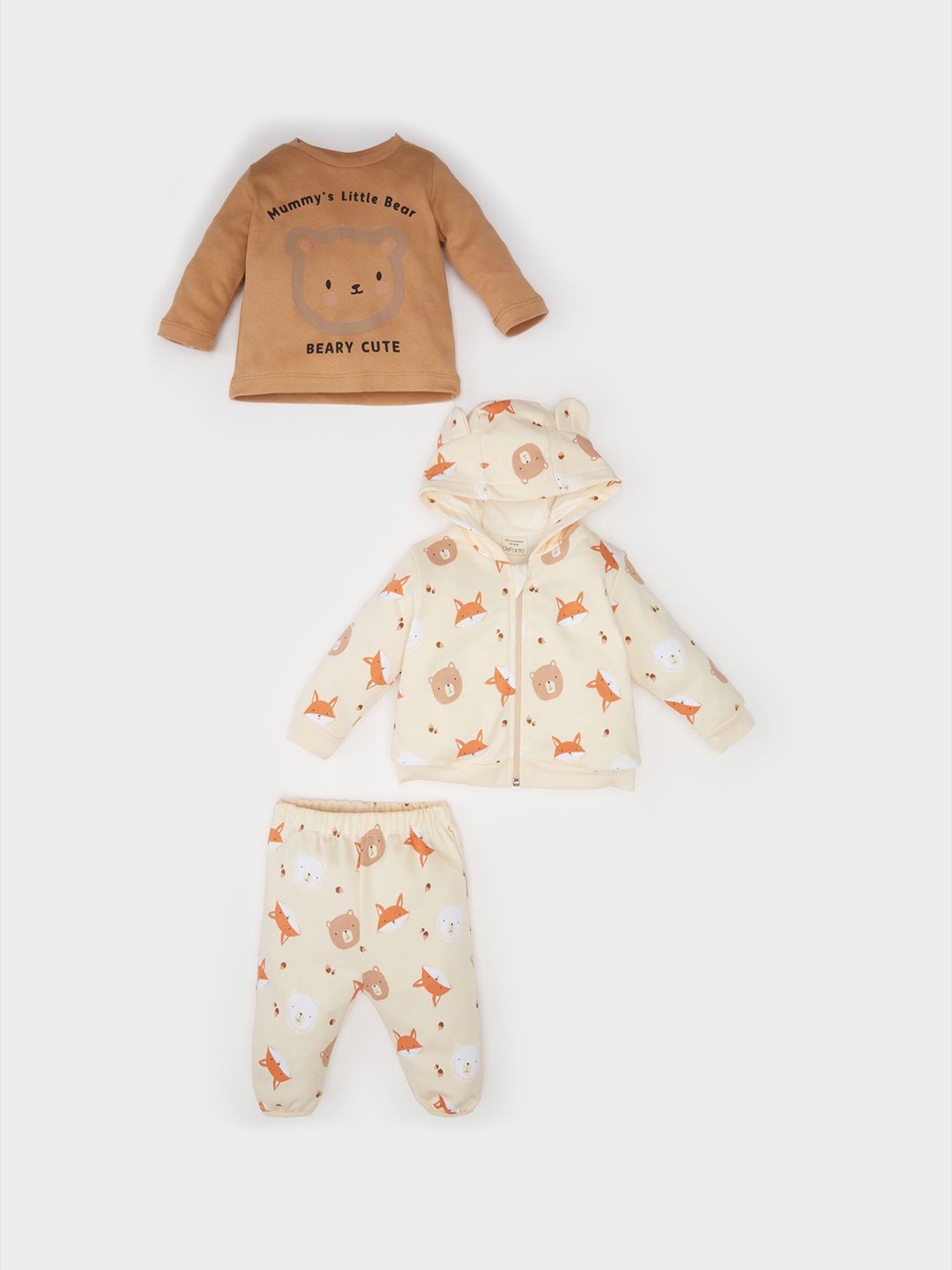 

DeFacto Boys Printed T-shirt with Pyjamas, Brown