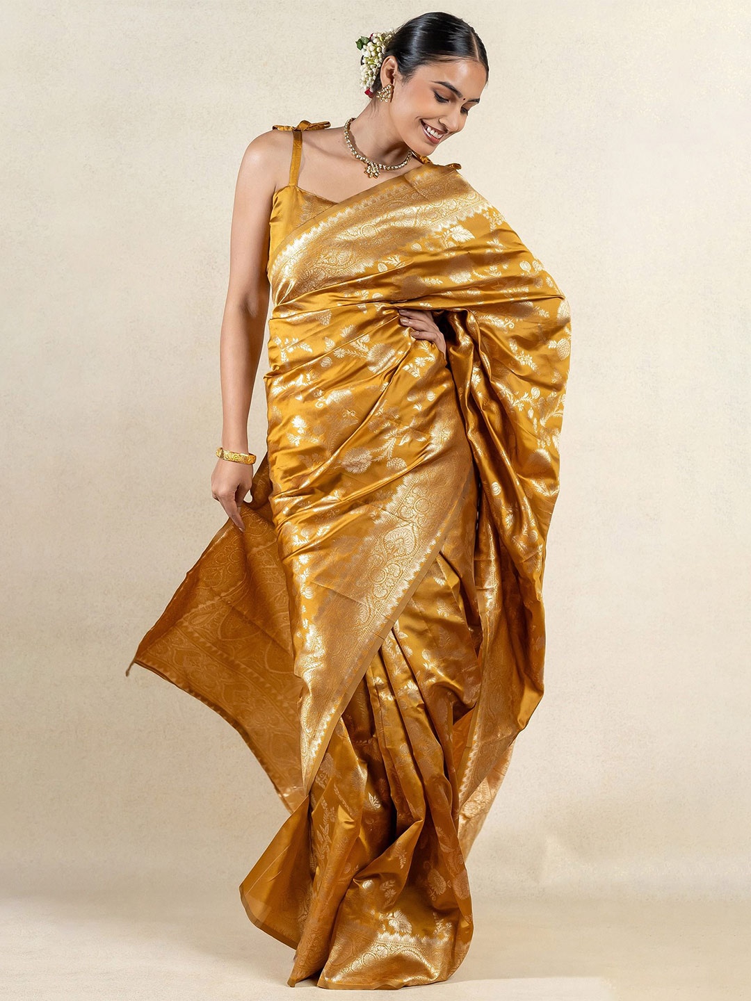

Subham Woven Design Zari Banarasi Saree, Mustard