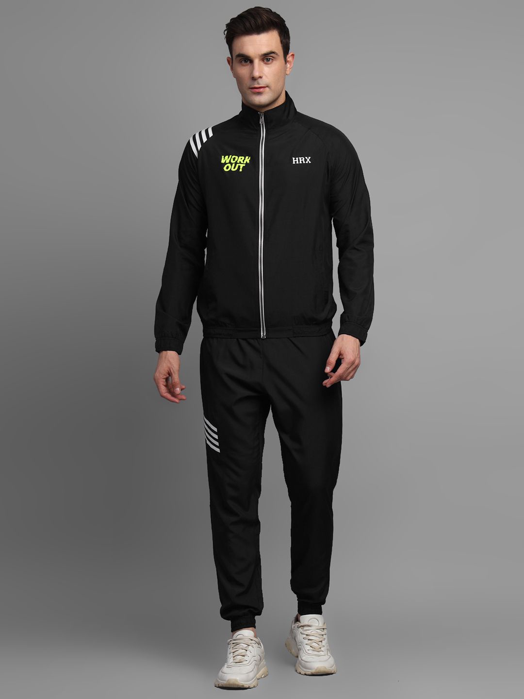 

HRX by Hrithik Roshan Men Mid-Rise Tracksuit, Black