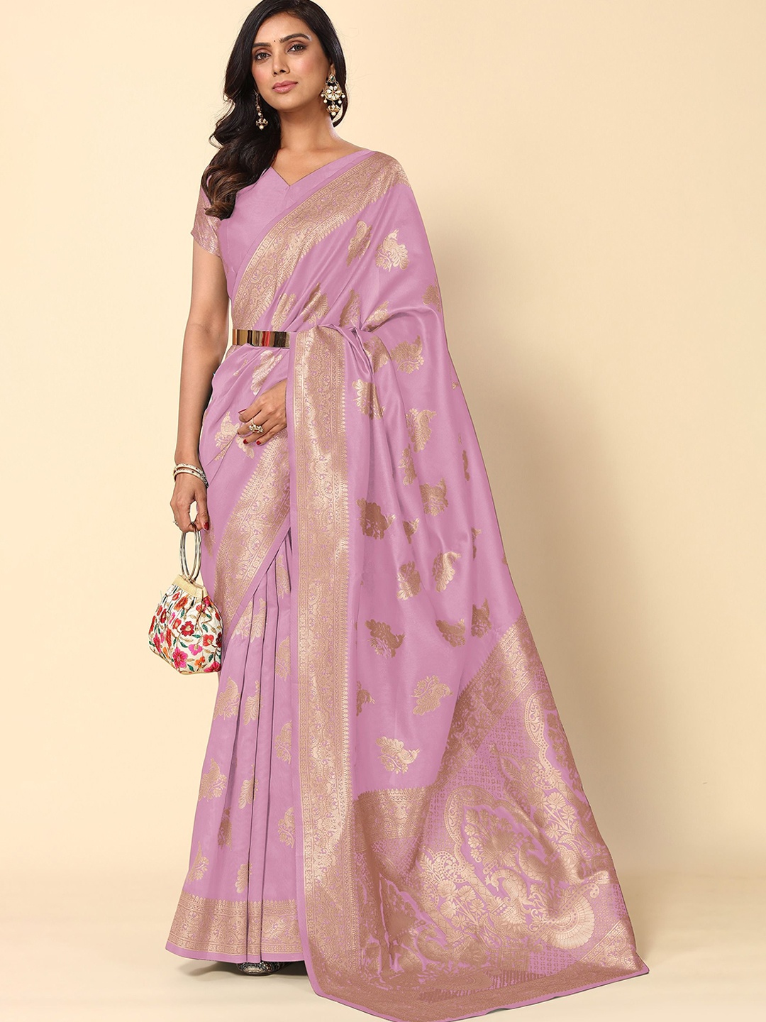

Subham Woven Design Zari Banarasi Saree, Pink