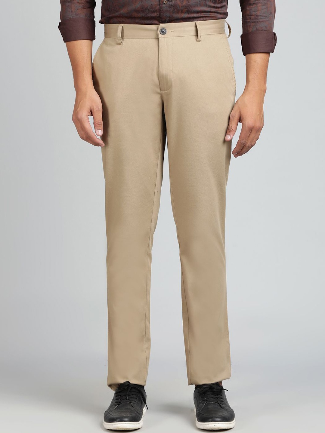 

JADE BLUE Men Slim Fit Trousers, Khaki