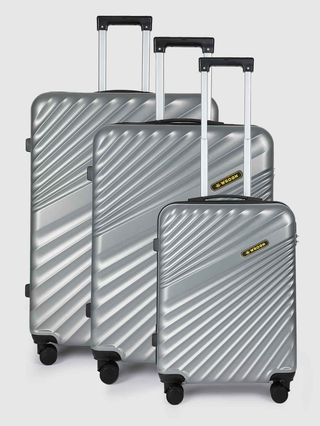 

WROGN Set Of 3 Maverick 360 Degree Rotation Hard-Sided Trolley Bags - 238L, Silver