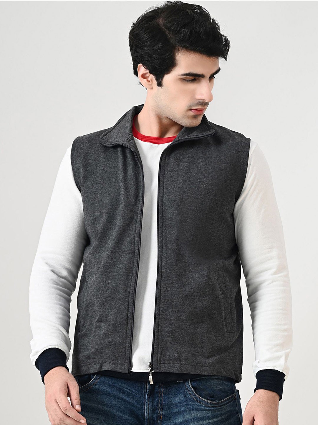 

BAESD Men Fleece Lightweight Open Front Jacket, Grey