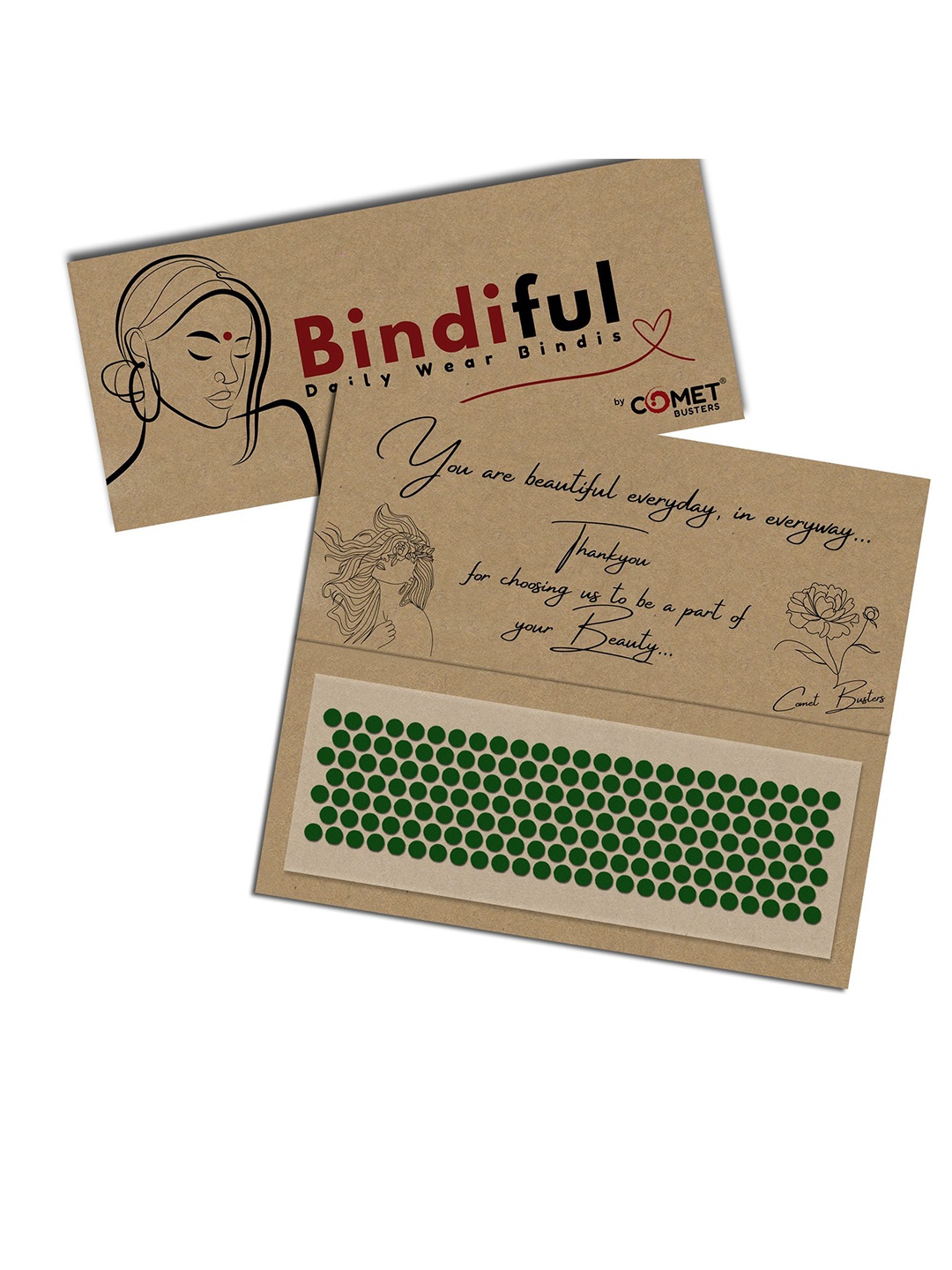 

Comet Busters Bindiful Daily Wear Traditional Bindis- Dark Green