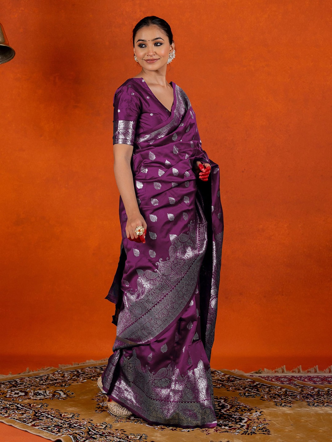 

Subham Woven Design Zari Banarasi Saree, Purple