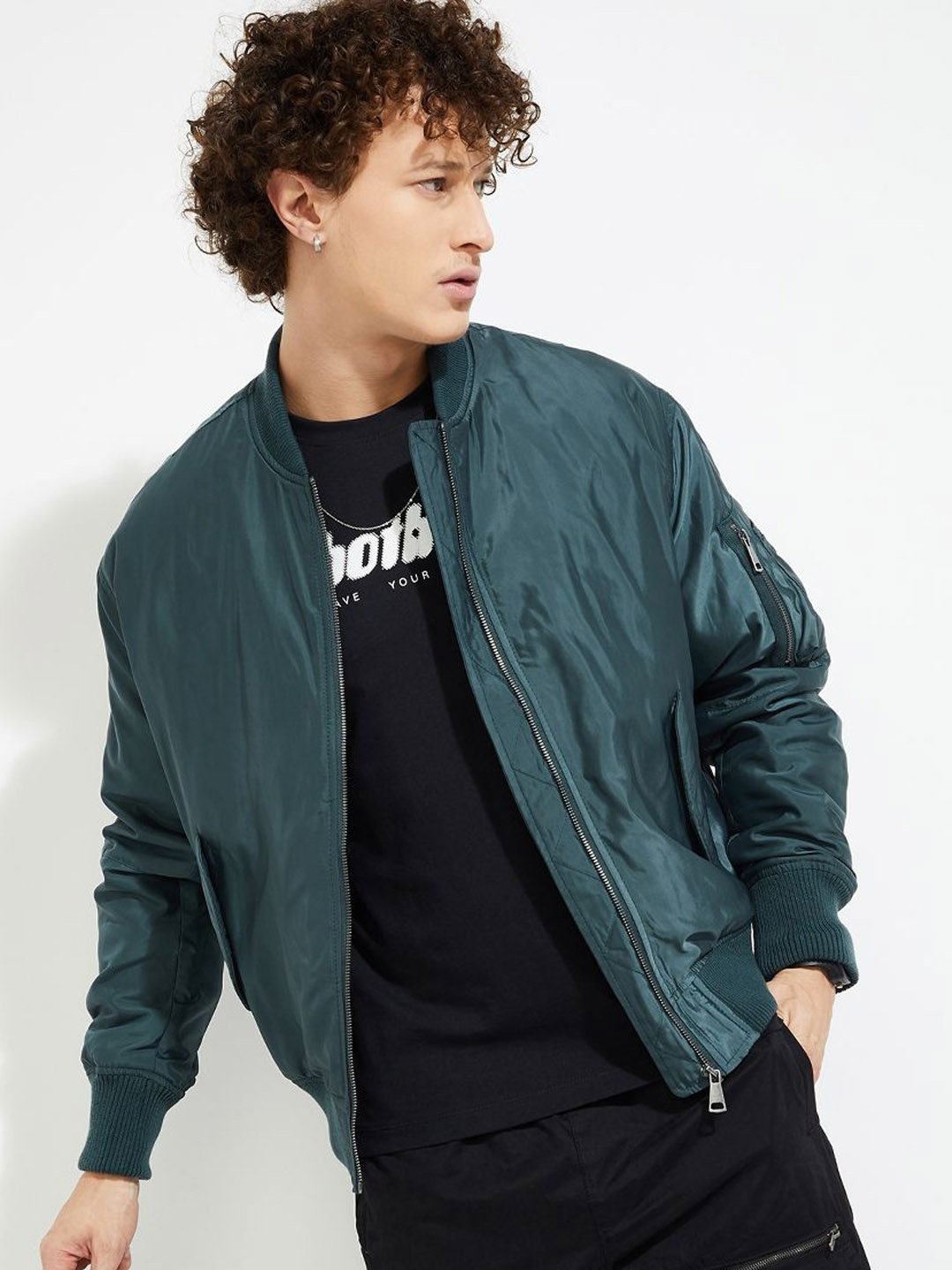 

MAX URB_N Men MA1 Bomber Jacket, Blue