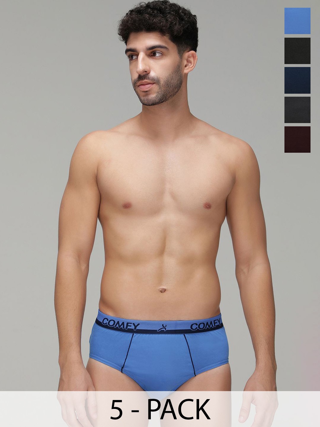 

AMUL COMFY Pack Of 5 Basic Briefs AC-CBRIOE-MULTI-3XL-5PC, Blue