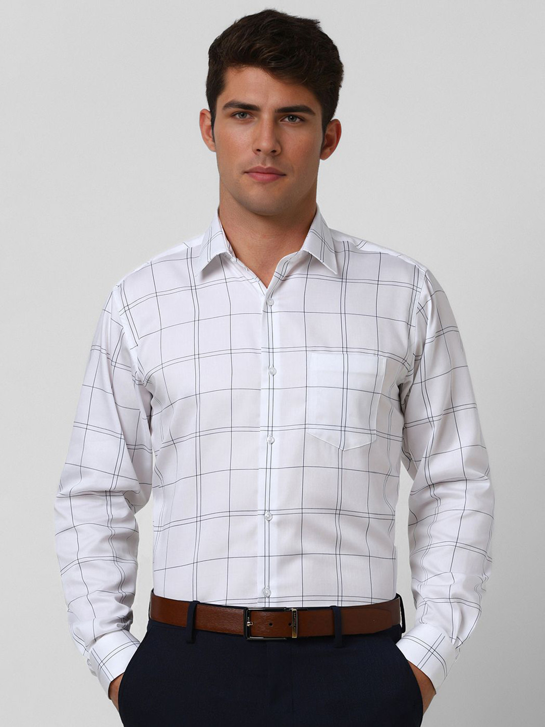 

Van Heusen Men Opaque Checked Formal Shirt, White
