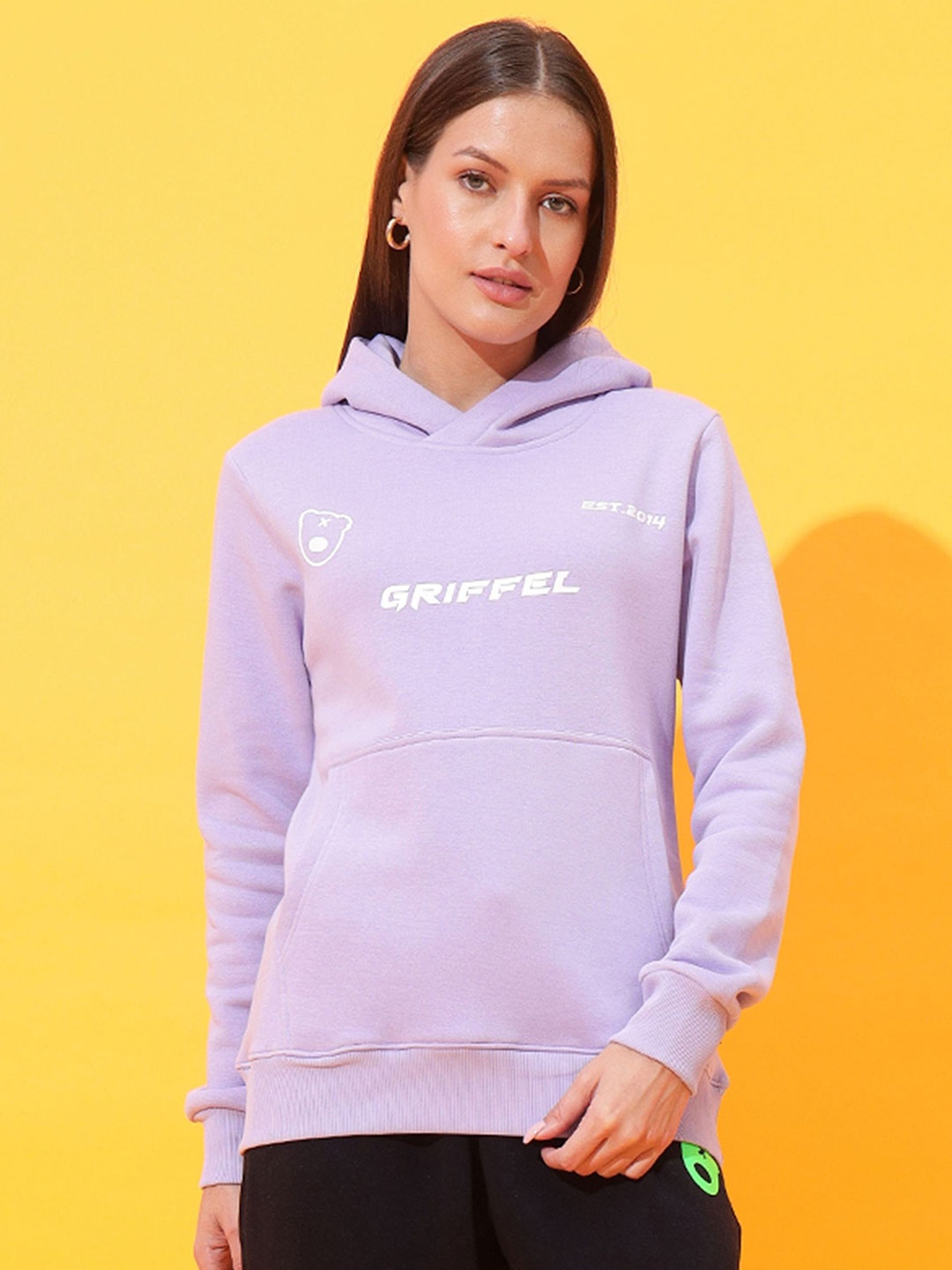 

GRIFFEL Women Printed Hooded Sweatshirt, Mauve