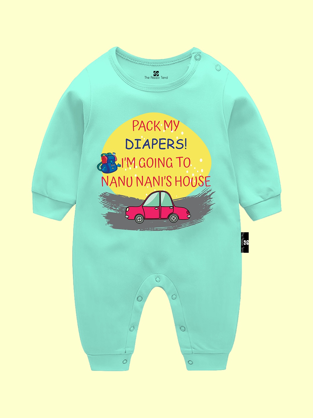 

The Peppy Tend Infants Printed Cotton Bodysuit, Sea green