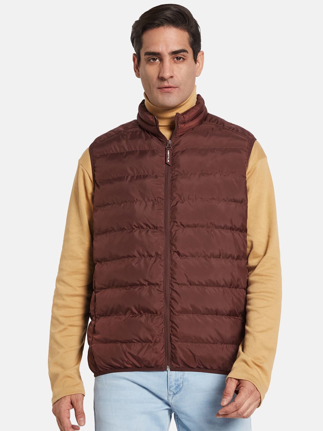 

METTLE Men Puffer Jacket, Maroon