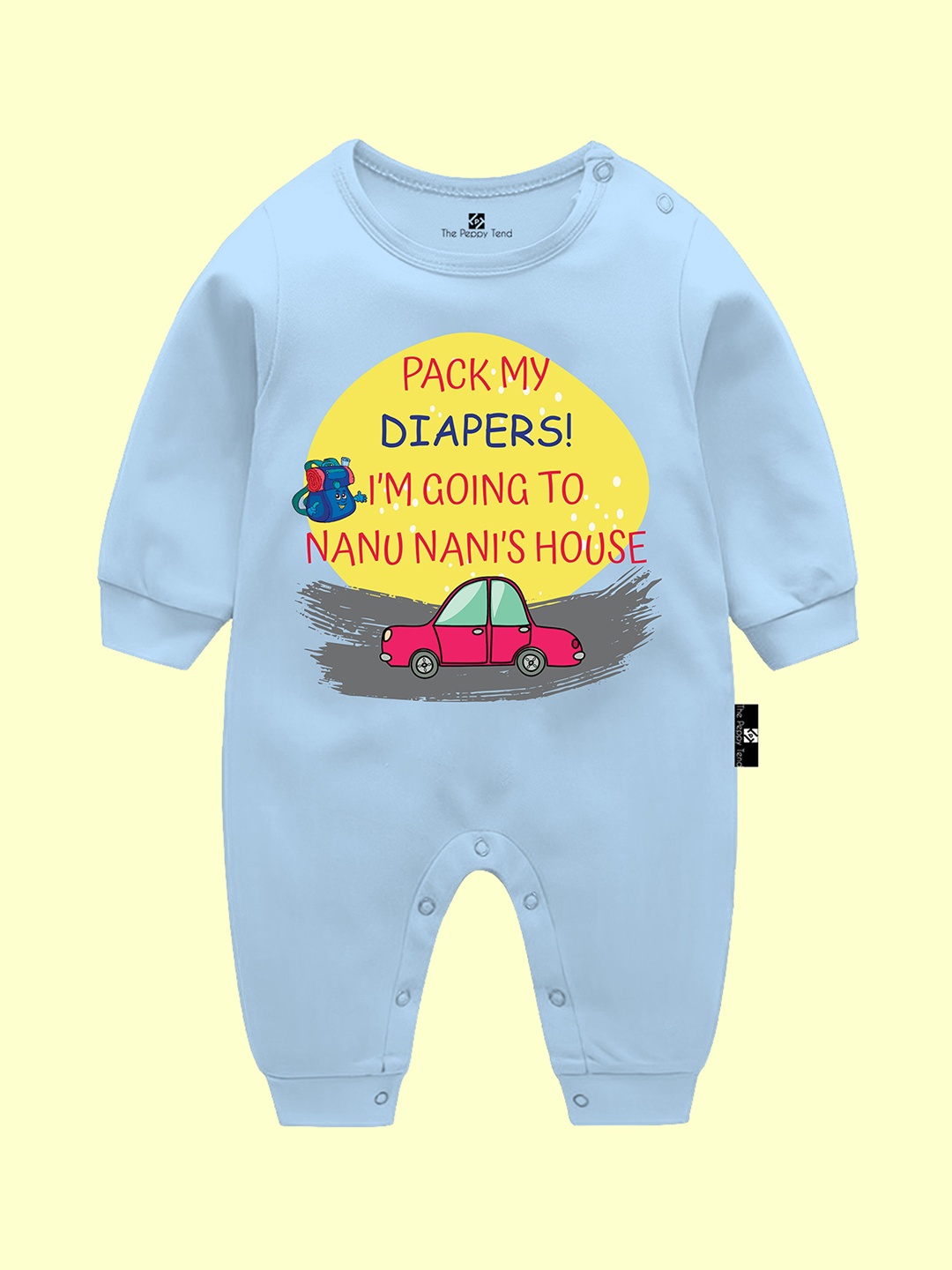 

The Peppy Tend Infants Printed Pure Cotton Rompers, Blue