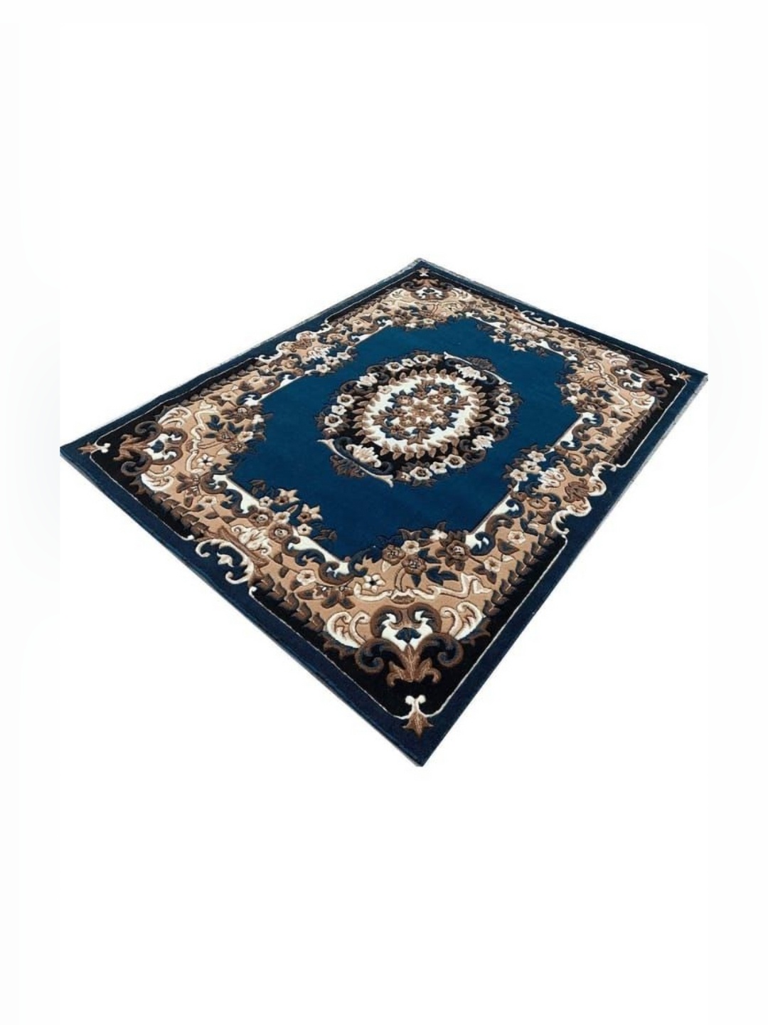 

Samjeeda Handloom carpets Black Geometric Anti-Skid Polyester Carpet