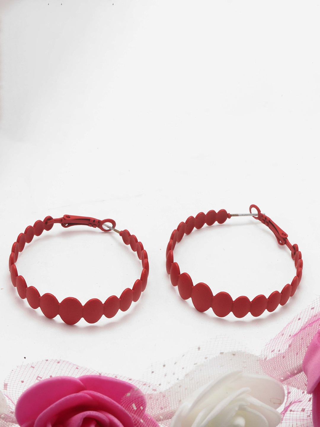

Maansh Contemporary Hoop Earrings, Maroon