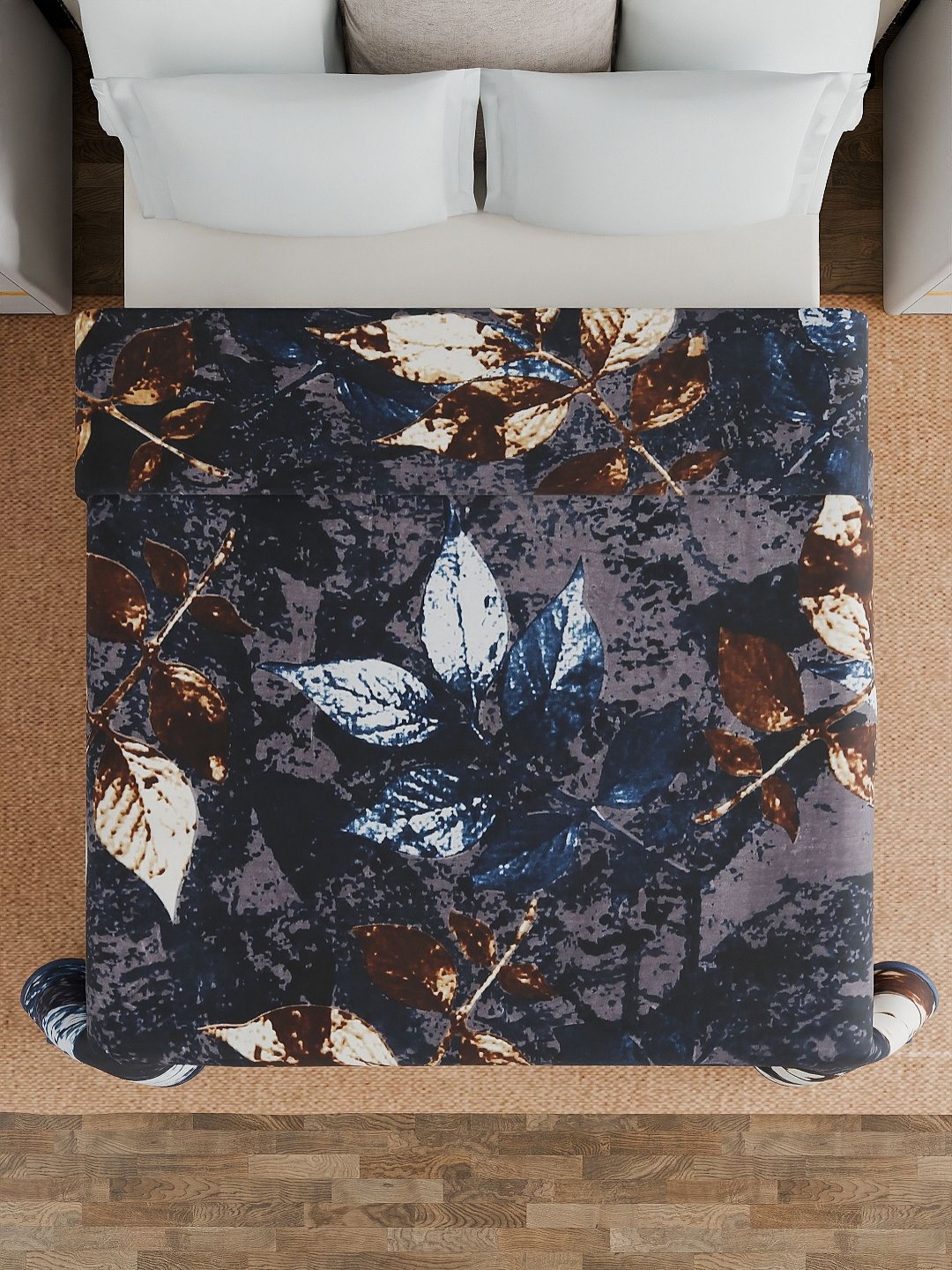 

Aura Navy Blue & White Floral Mink Heavy Winter Double Bed Blanket