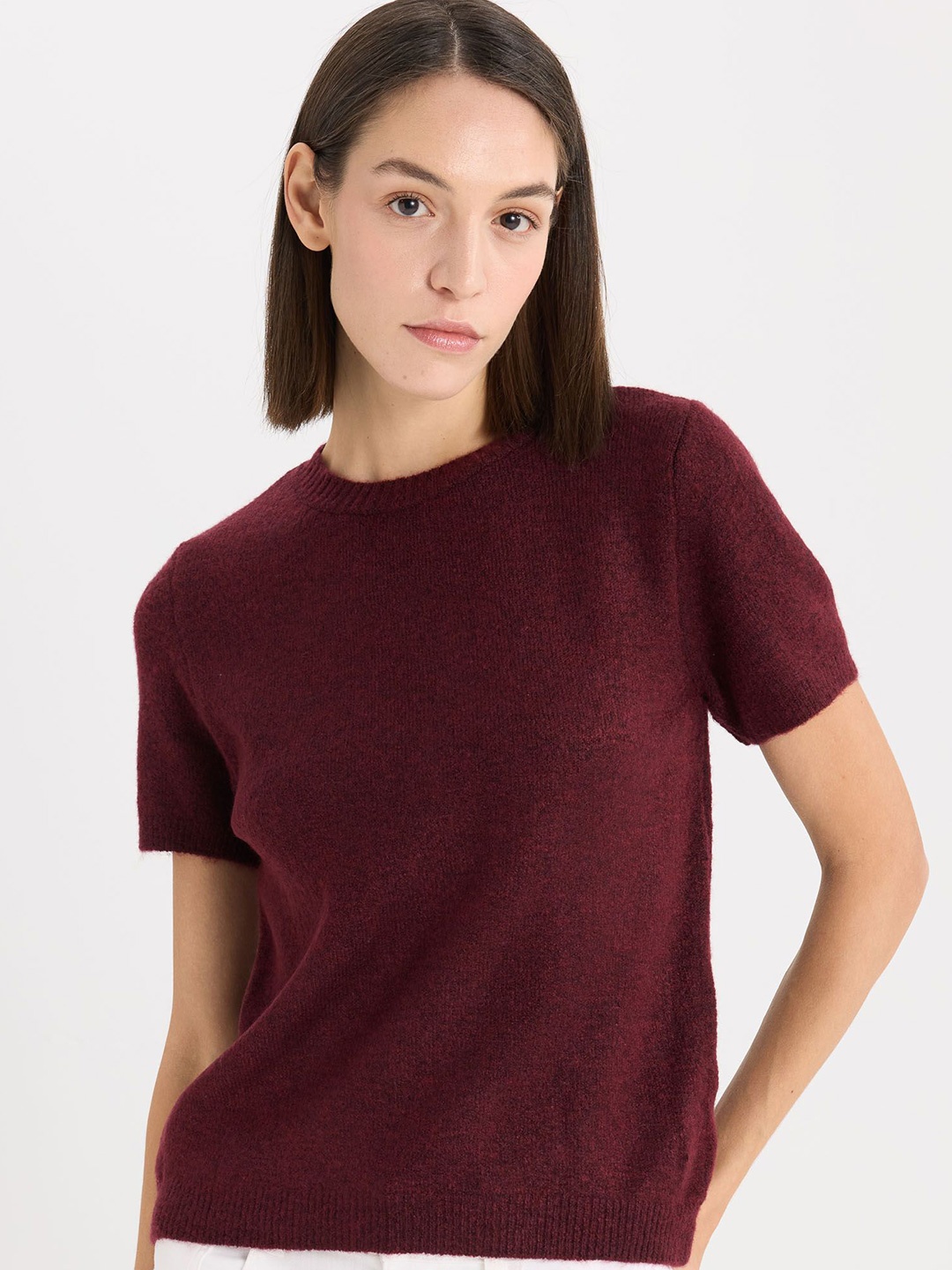 

DeFacto Women Crop Pullover, Maroon