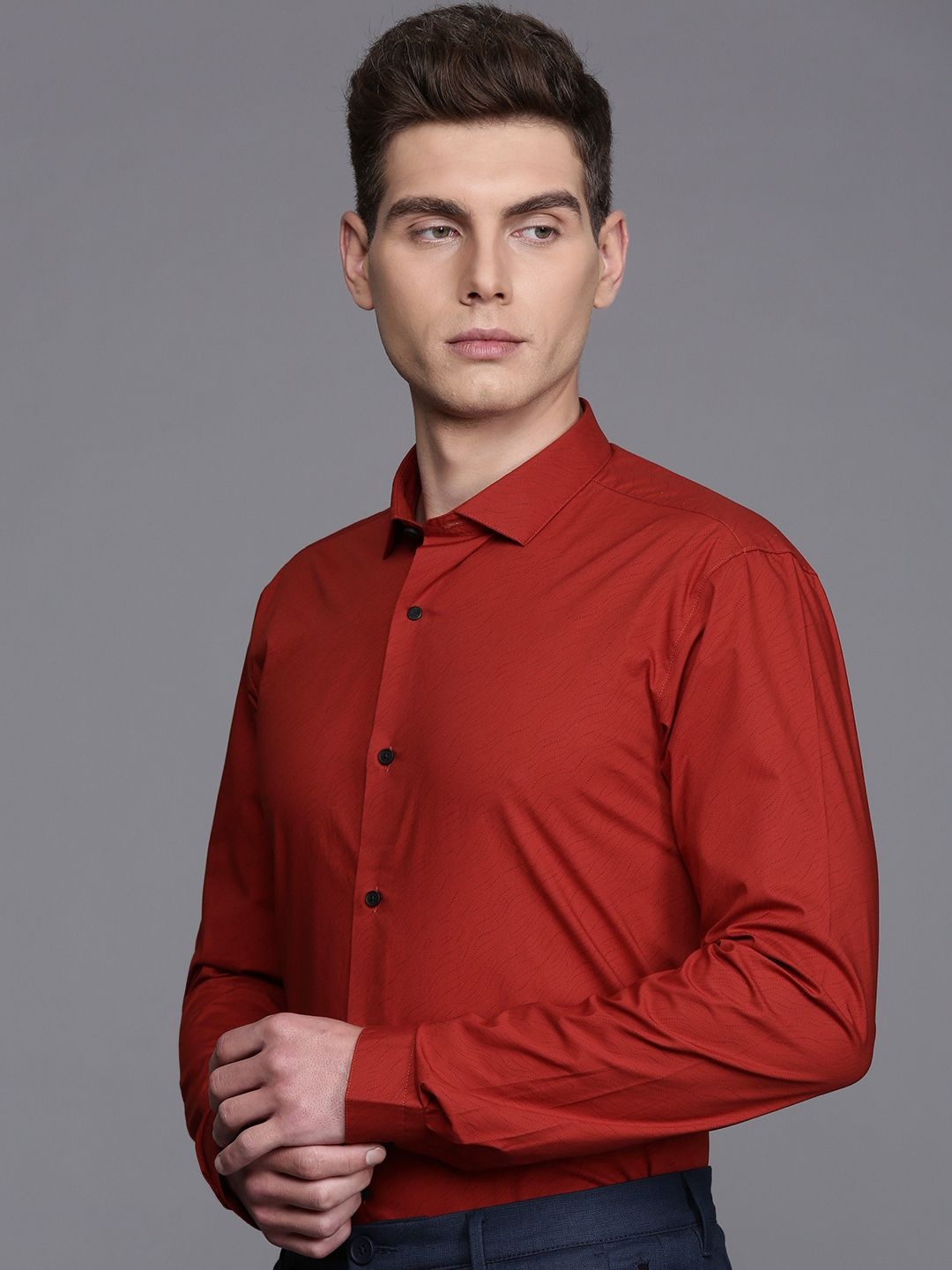 

Louis Philippe Ath.Work Super Slim Fit Opaque Semiformal Shirt, Red