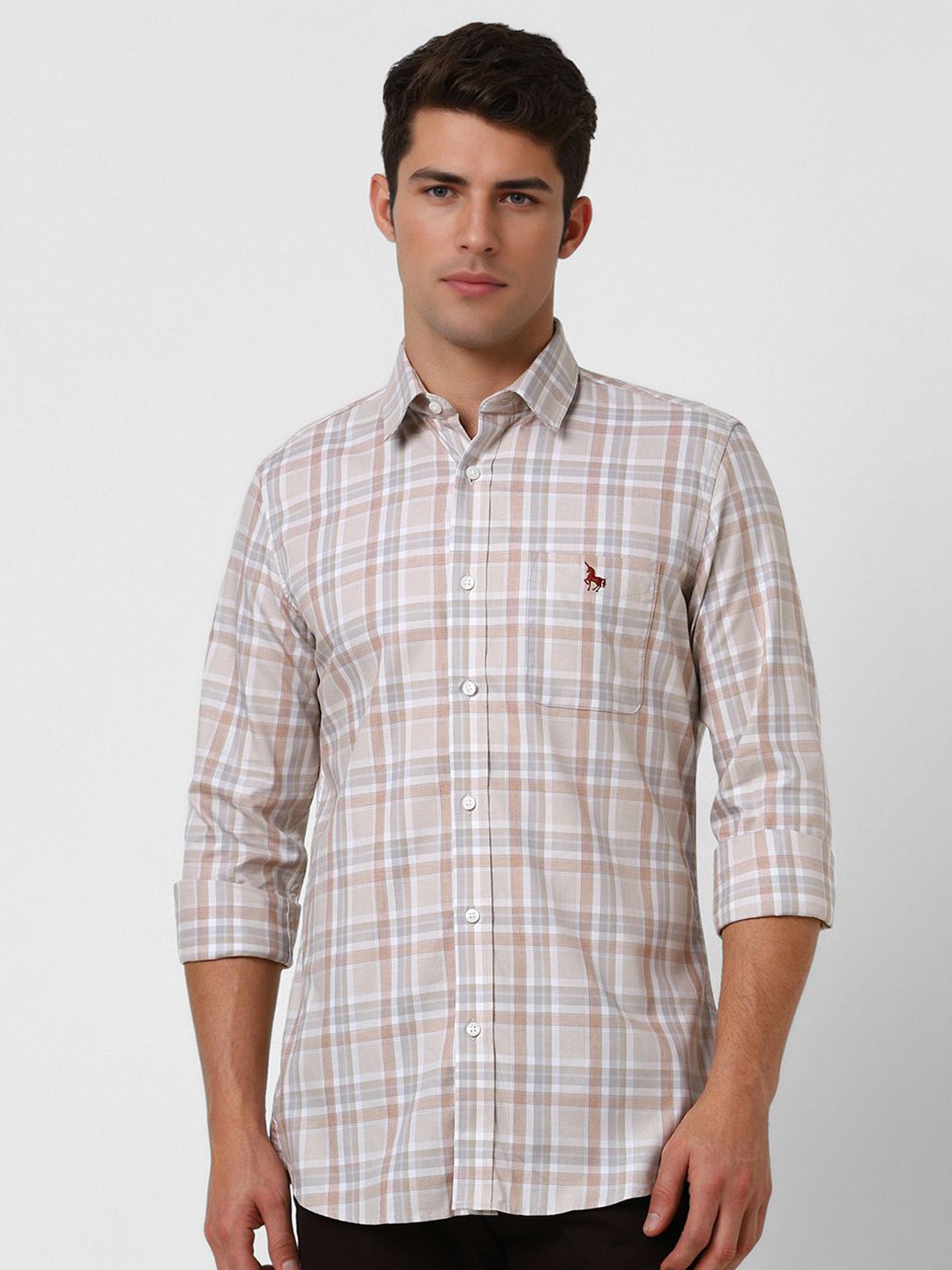 

Van Heusen Sport Men Slim Fit Opaque Checked Casual Shirt, Beige