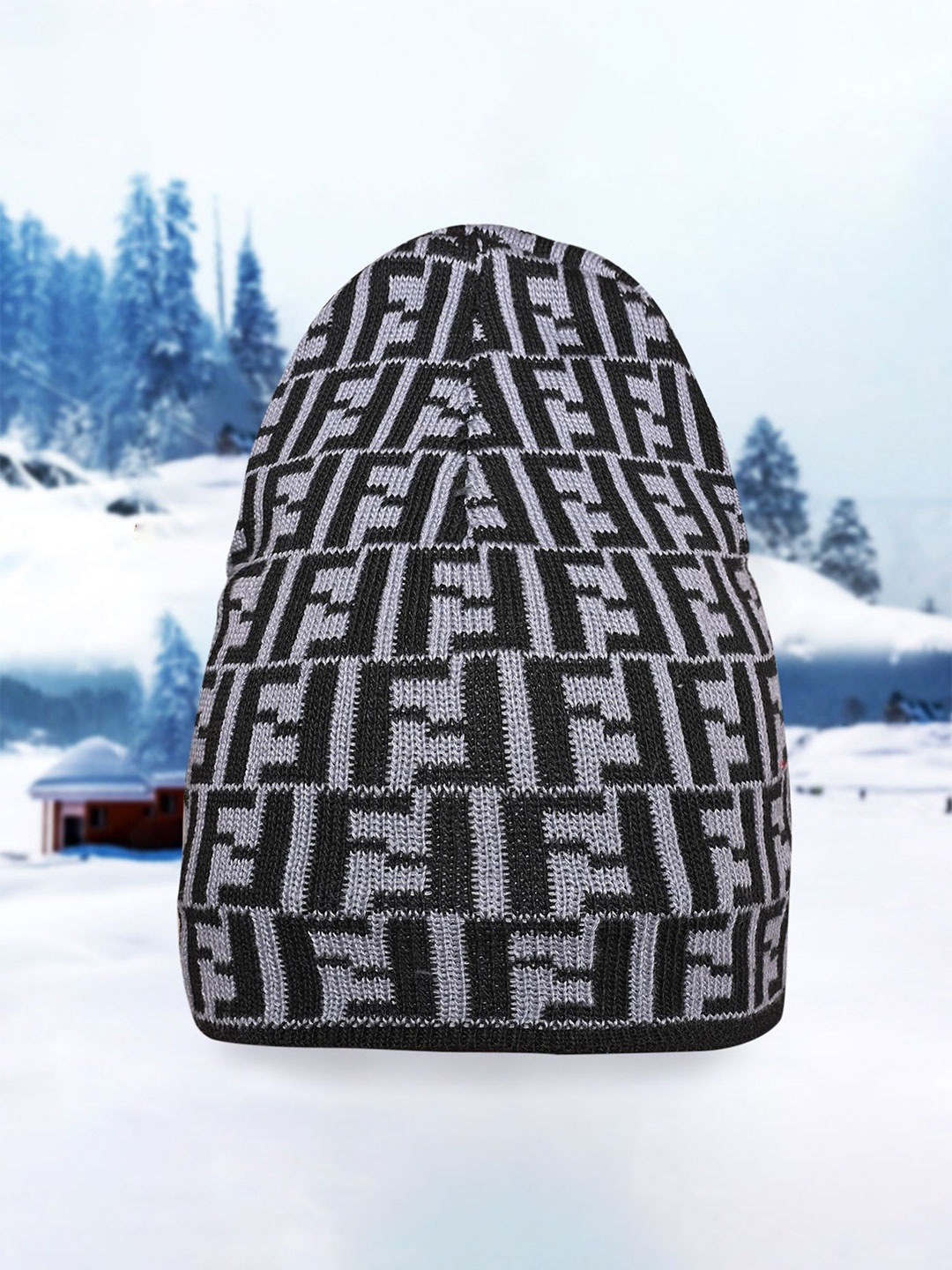 

LOOM LEGACY Men Printed Beanie Caps, Black