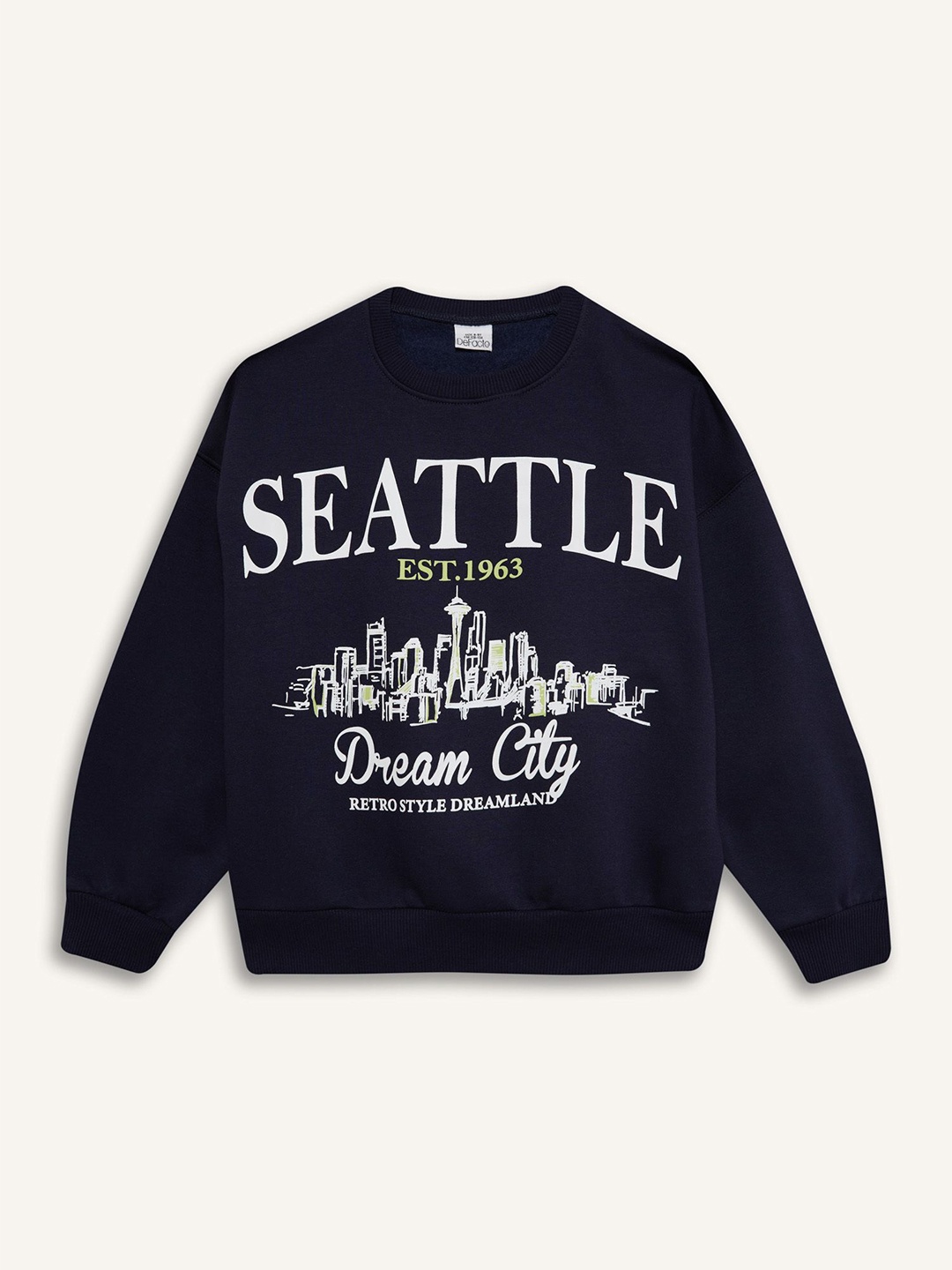 

DeFacto Girls Typography Printed Pullover, Navy blue