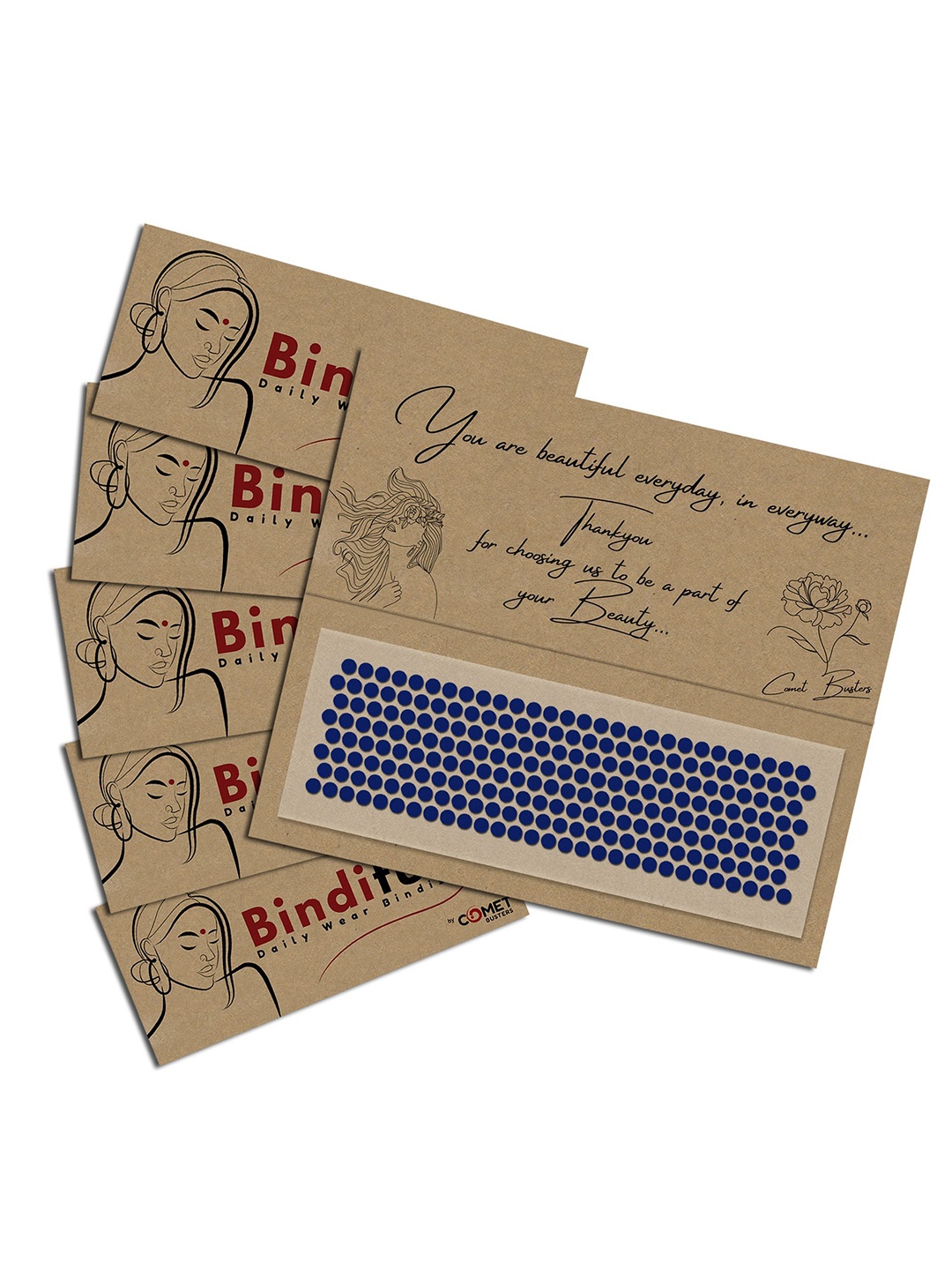 

Comet Busters Bindiful Set Of 5 Daily Wear Traditional Bindis- Navy Blue