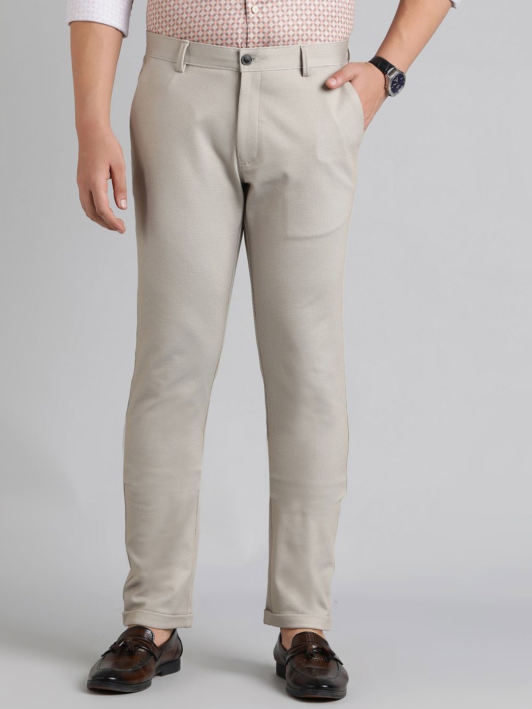 

JB STUDIO Men Slim Fit Trousers, Beige