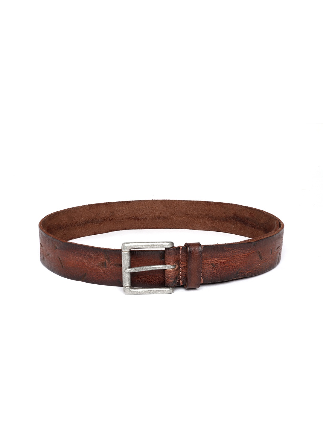 

ART N VINTAGE Men Textured Leather Belt, Brown
