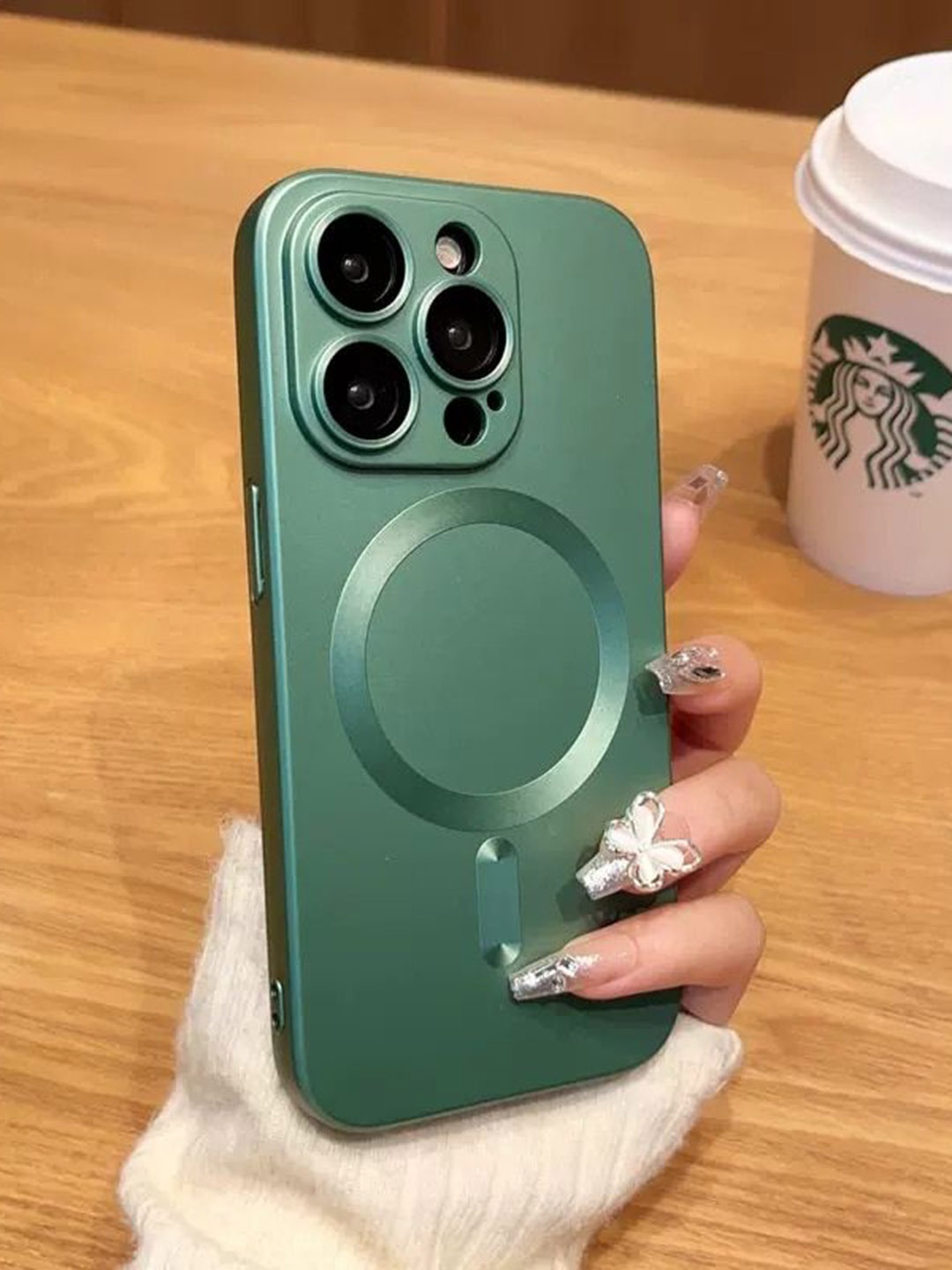 

Luxury Kase Solid Printed iPhone 13 Pro Back Case Mobile Accessories, Green