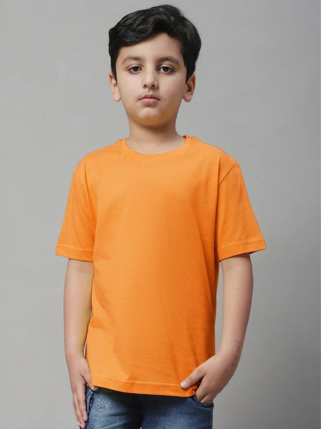 

Baba & Baby Kids Floral Raw Edge T-shirt, Orange