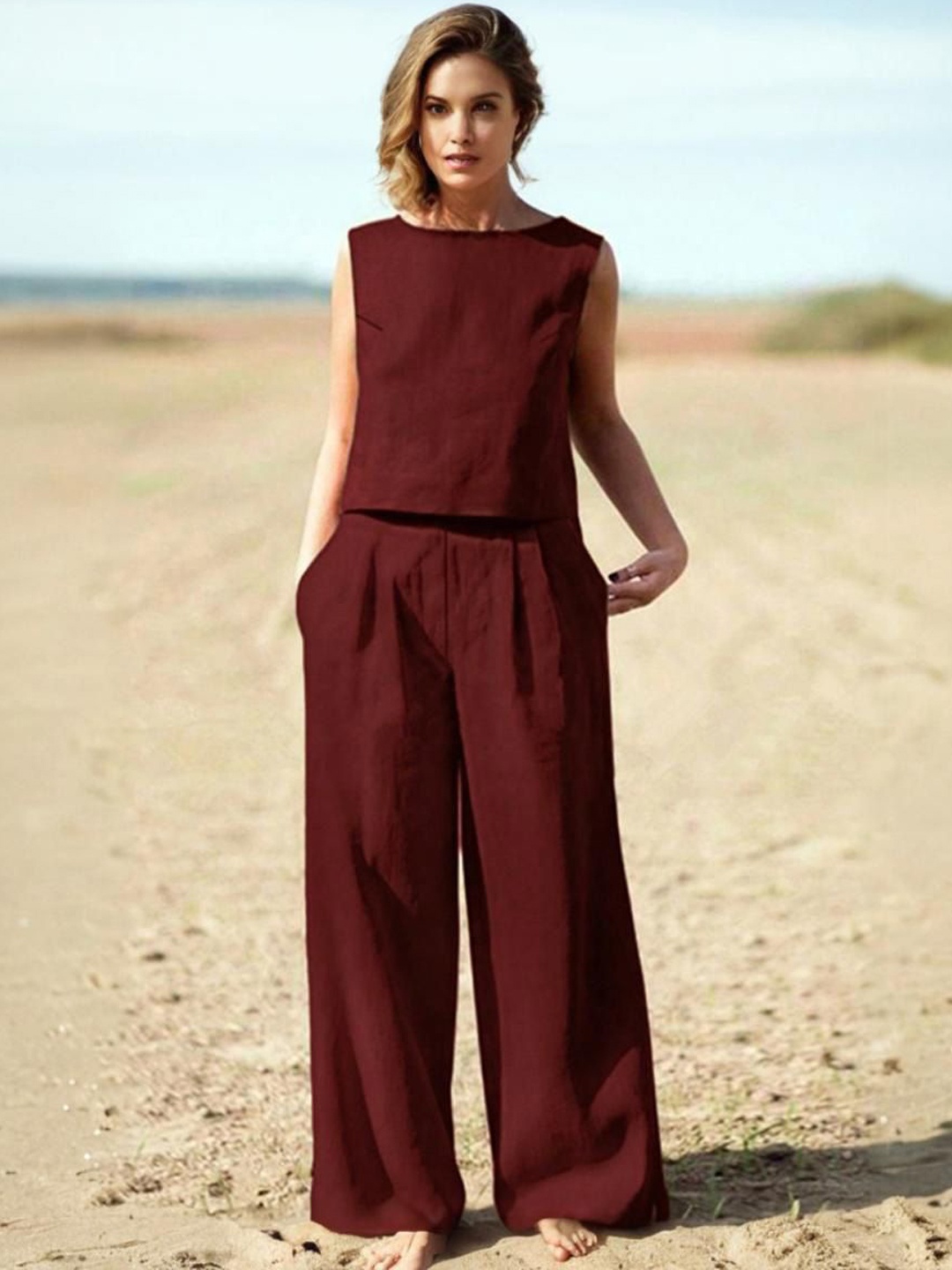 

StyleCast Top With Trousers Co-Ords, Maroon