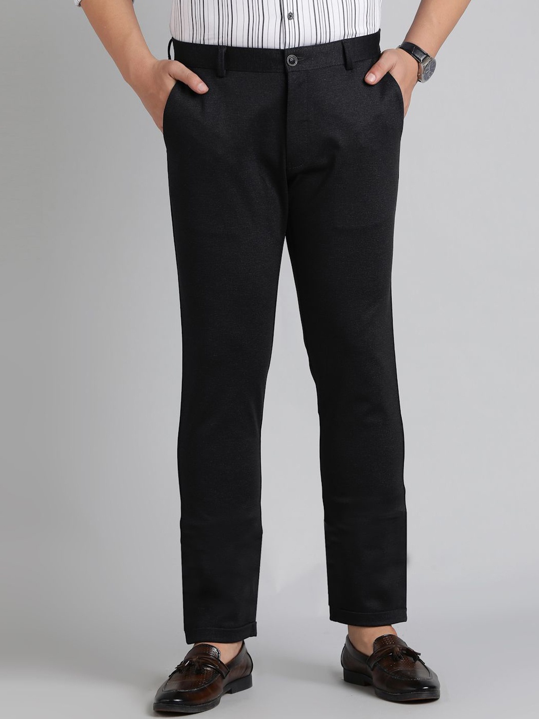 

JB STUDIO Men Slim Fit Trousers, Black