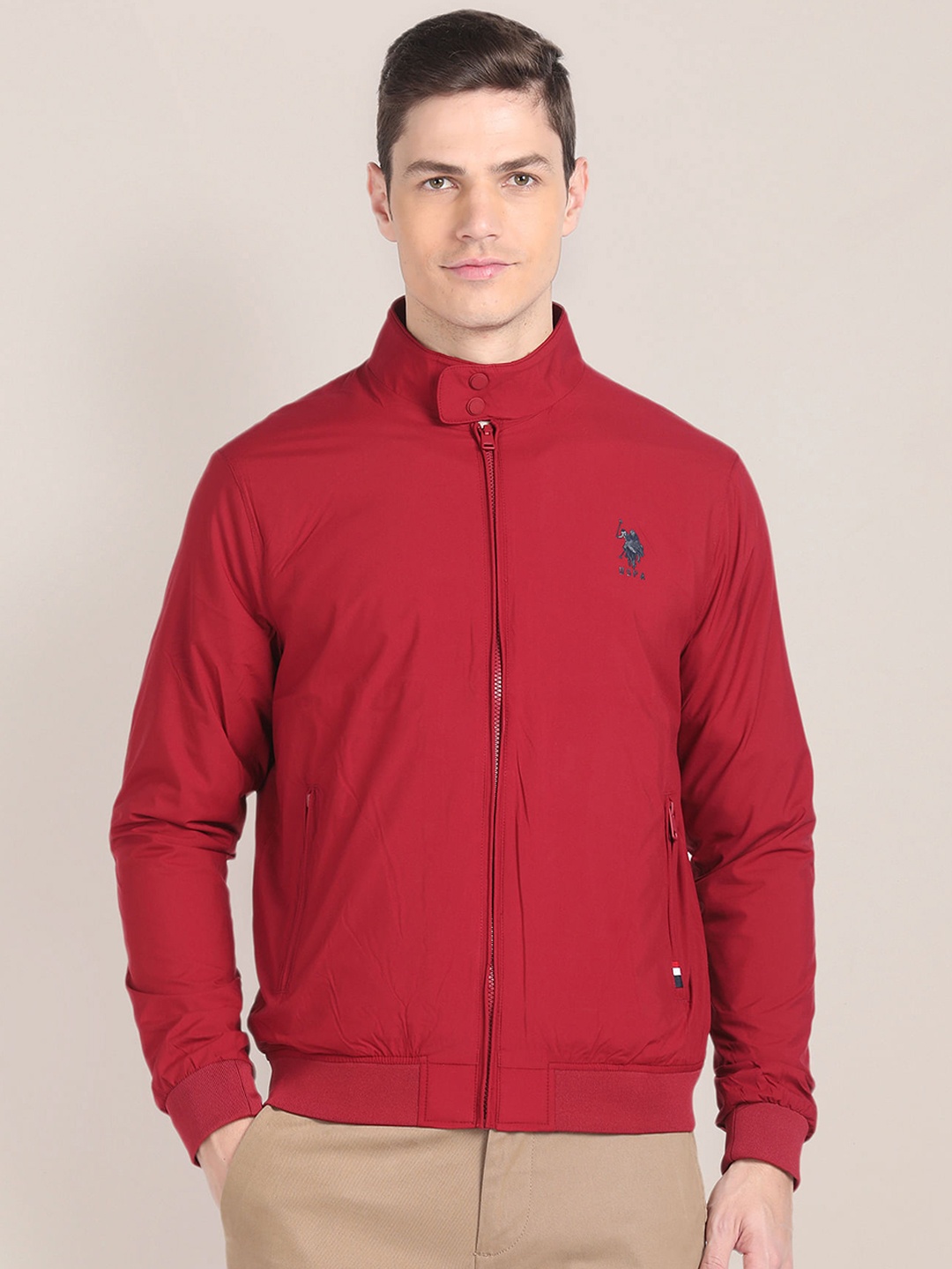 

U.S. Polo Assn. Men Packable Windcheater Jacket, Red