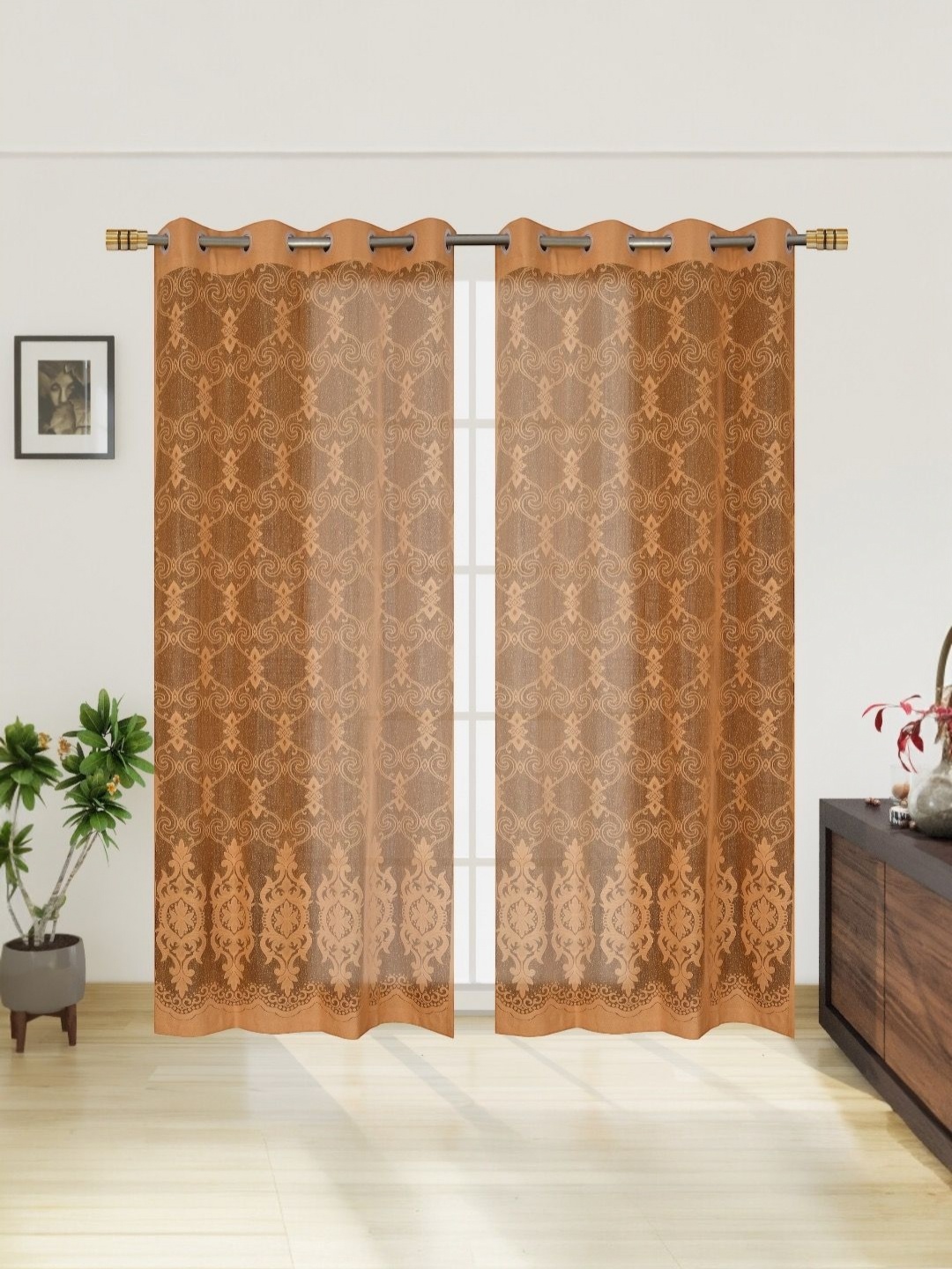 

BIGGER FISH Multicoloured Set of 2 Sheer Long Door Curtain, Multi