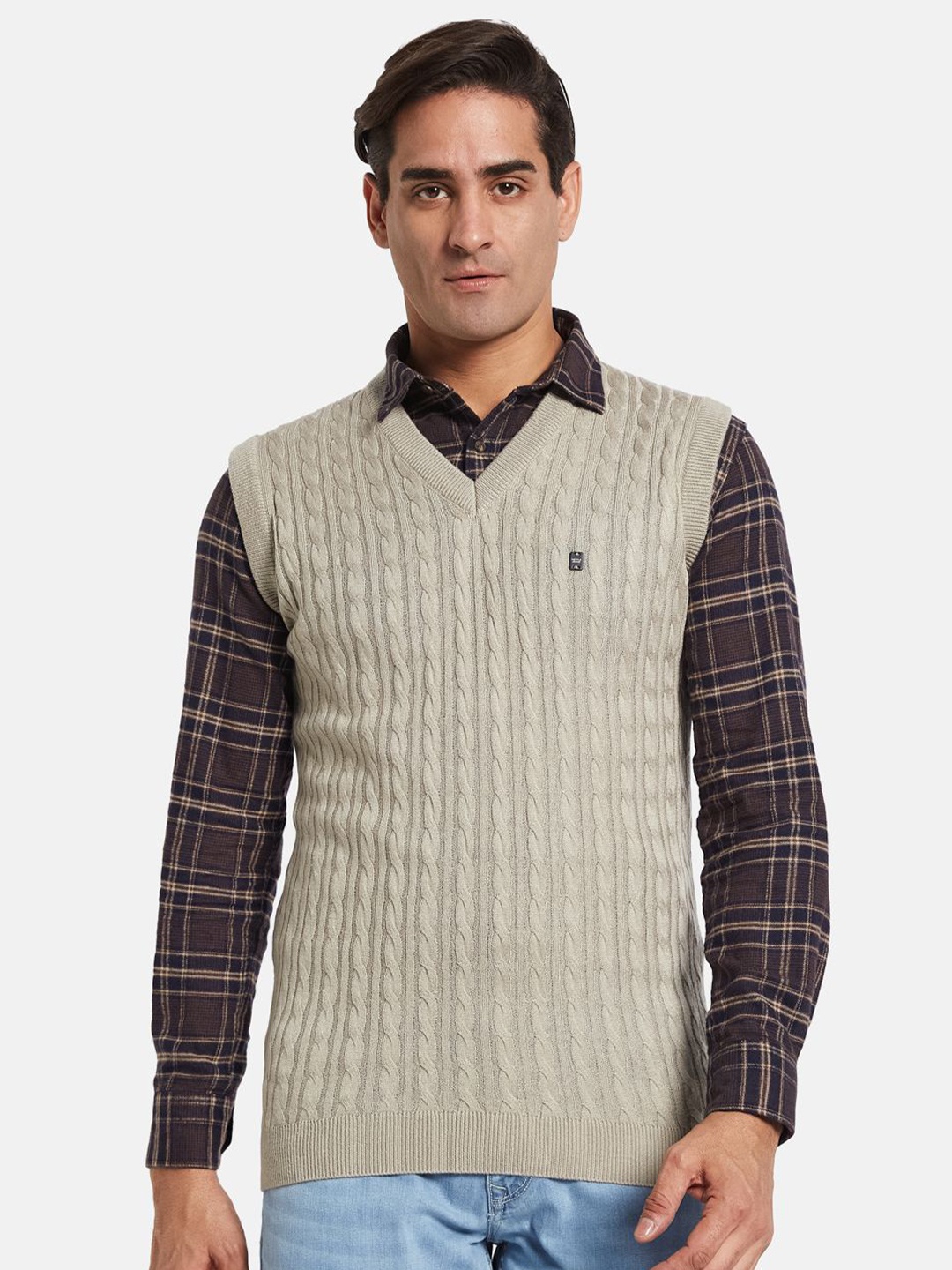 

METTLE Men Sweater Vest, Beige