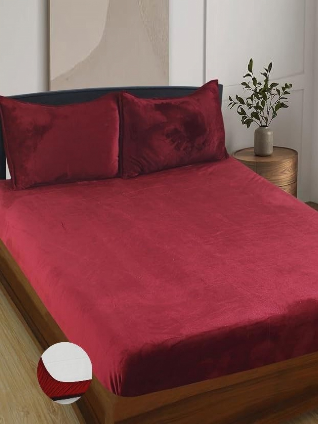 

BREVARD Maroon 260 TC Queen Bedsheet with 2 Pillow Covers