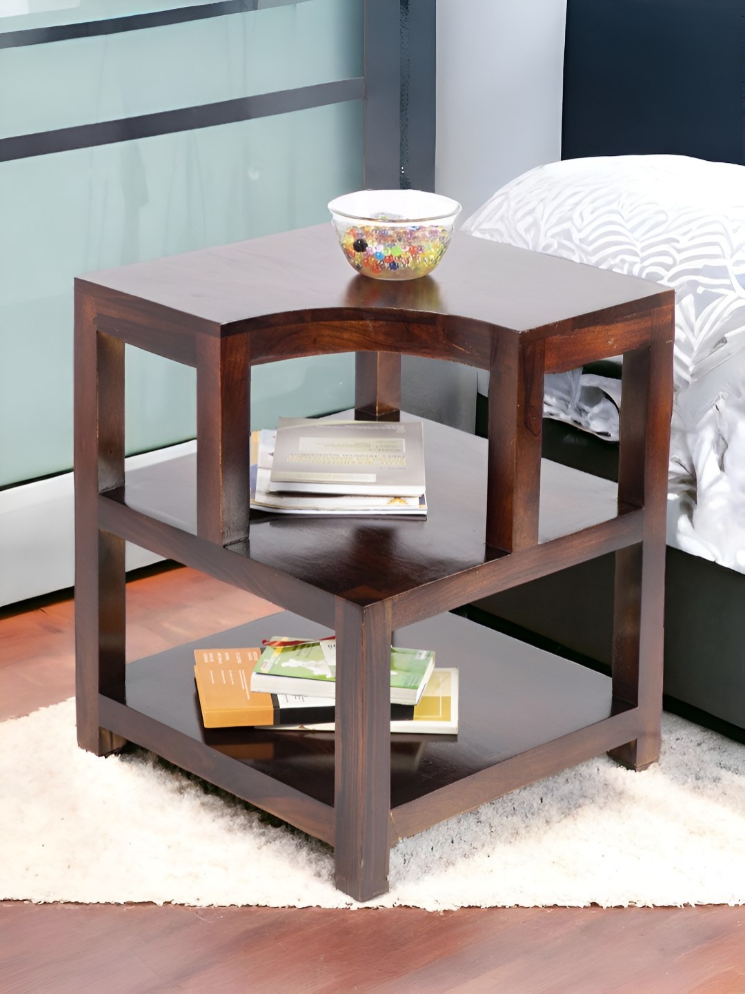 

Ikiriya Red Square-Shaped Bedside Table