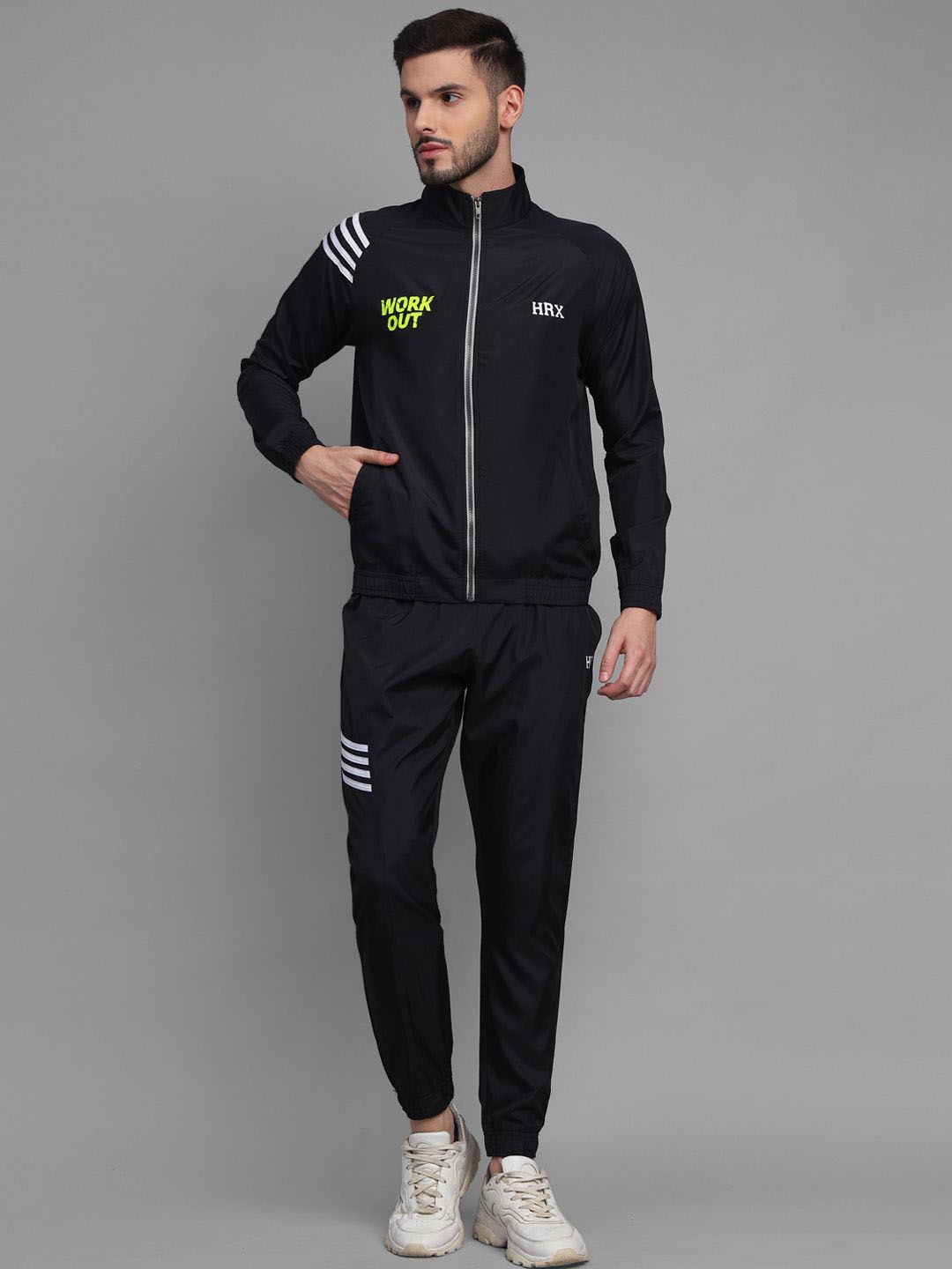 

HRX by Hrithik Roshan Men Mock Collar Tracksuits, Black