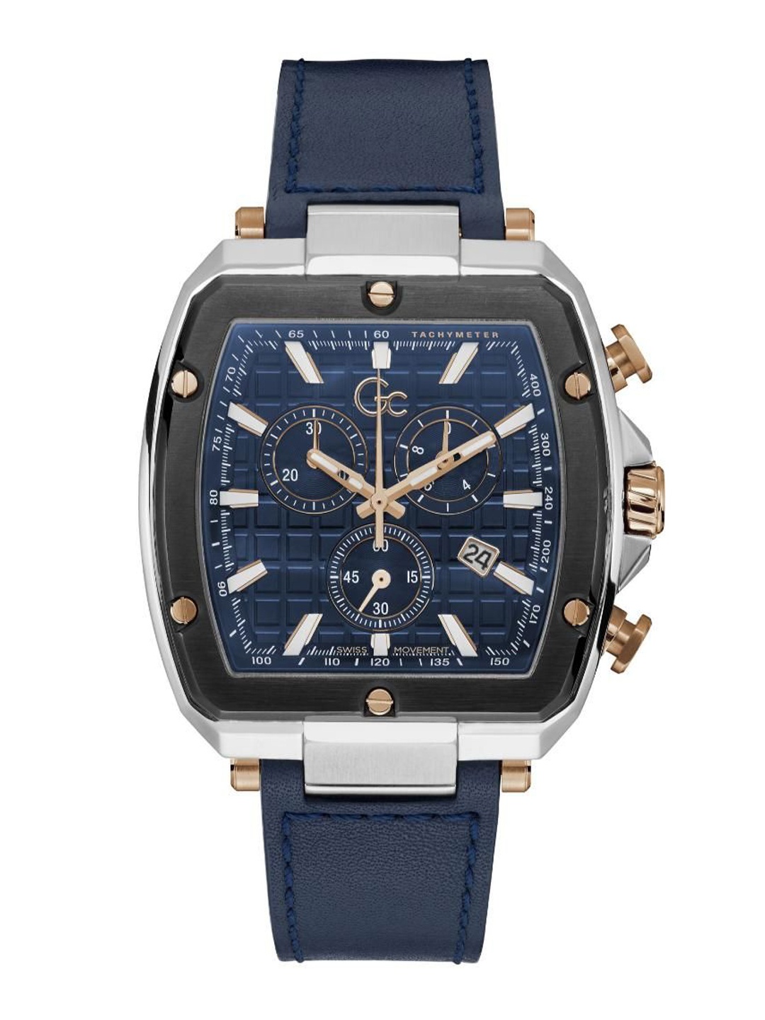 

GC Men Brass Dial & Leather Straps Analogue Watch Y83001G7MF, Blue