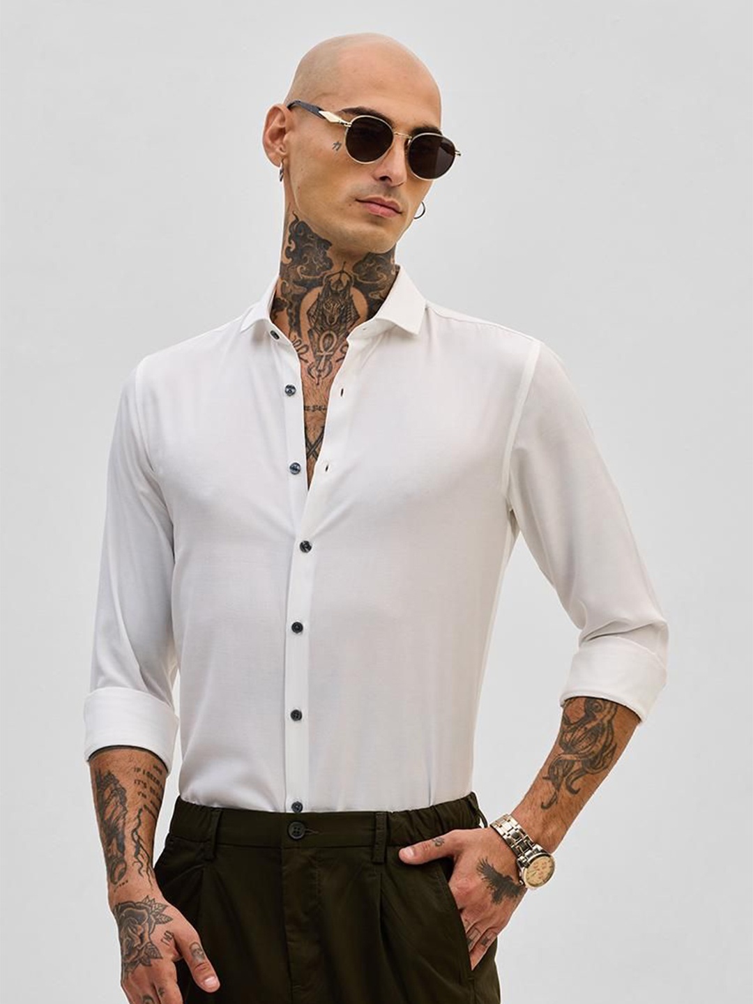 

Snitch Men Smart Slim Fit Opaque Formal Shirt, White